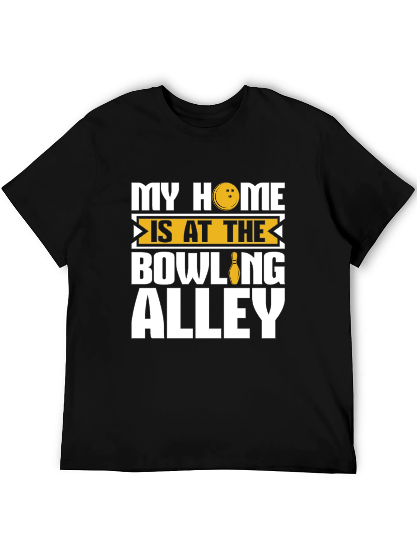 Bowling Alley Home Black Graphic T-Shirt