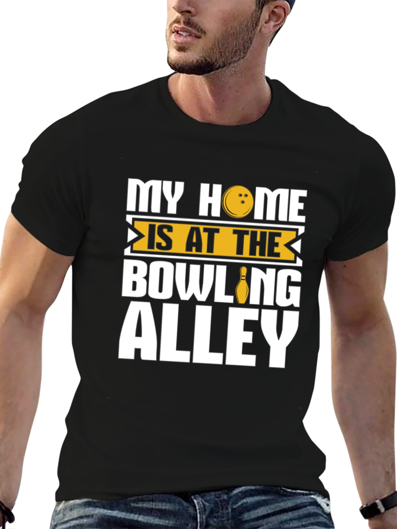 Bowling Alley Home Black Graphic T-Shirt