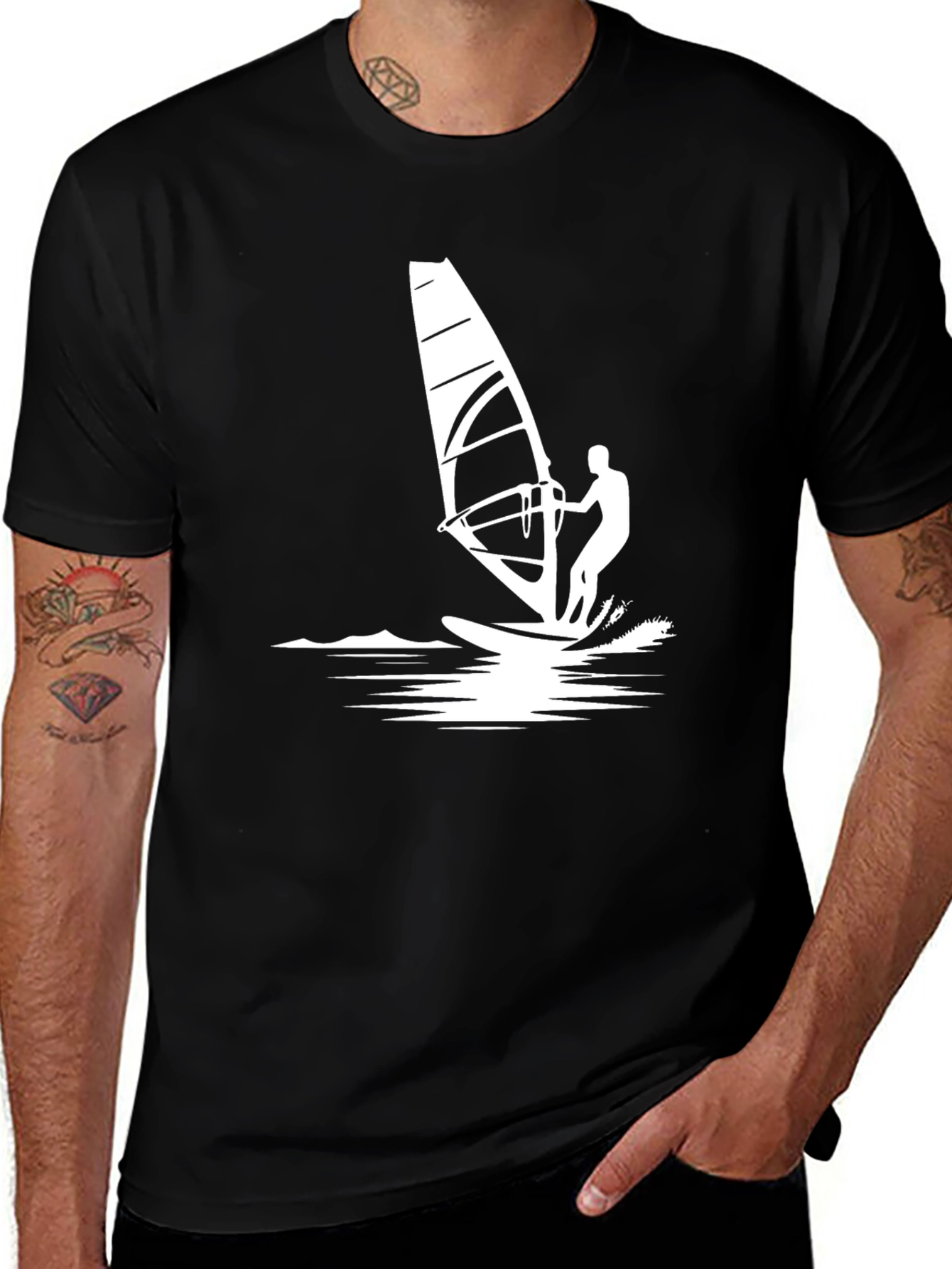 Windsurfing Graphic Tee - Black