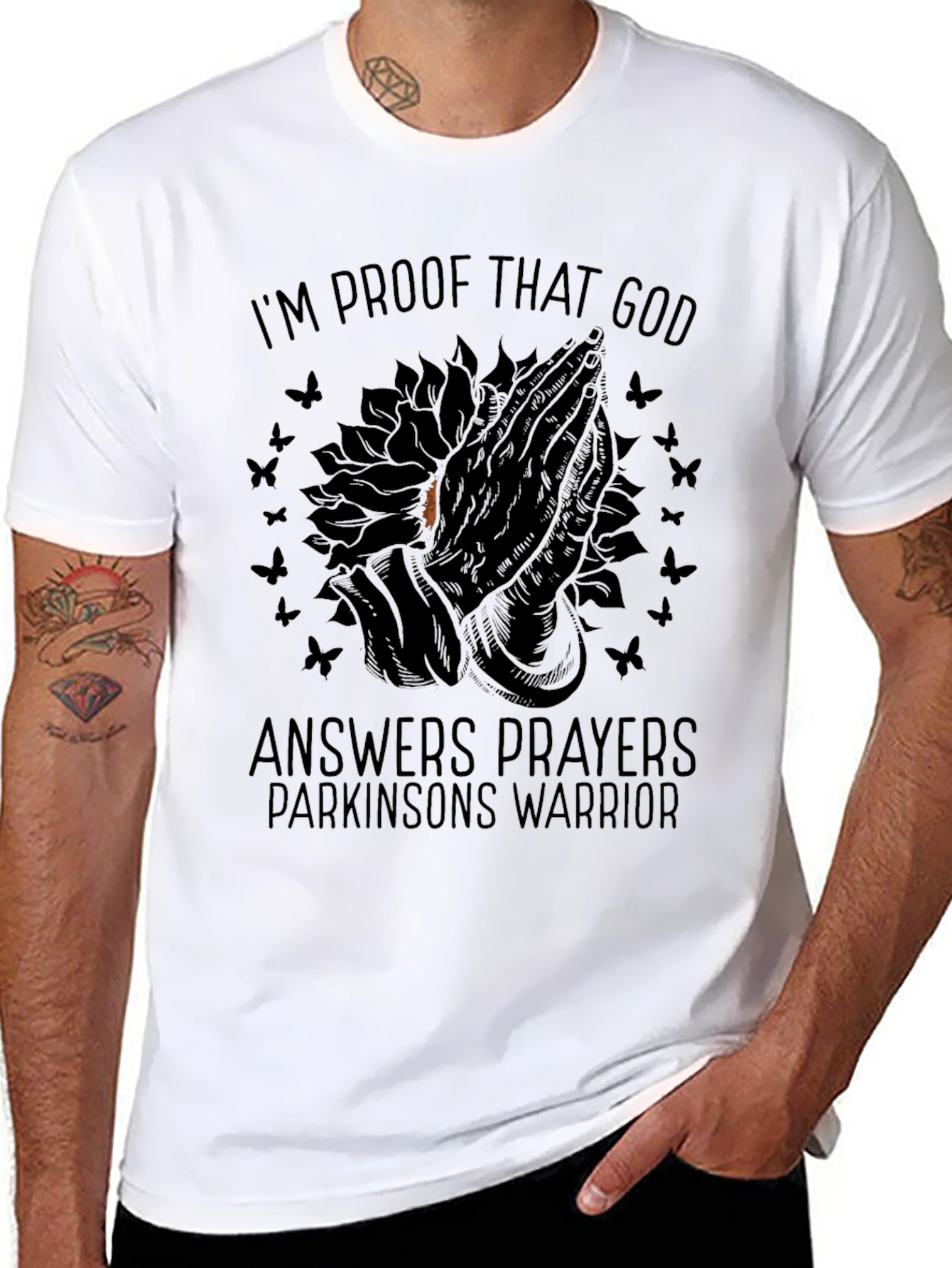 Im Proof God Answers Prayers Parkinsons Warrior T-Shirt