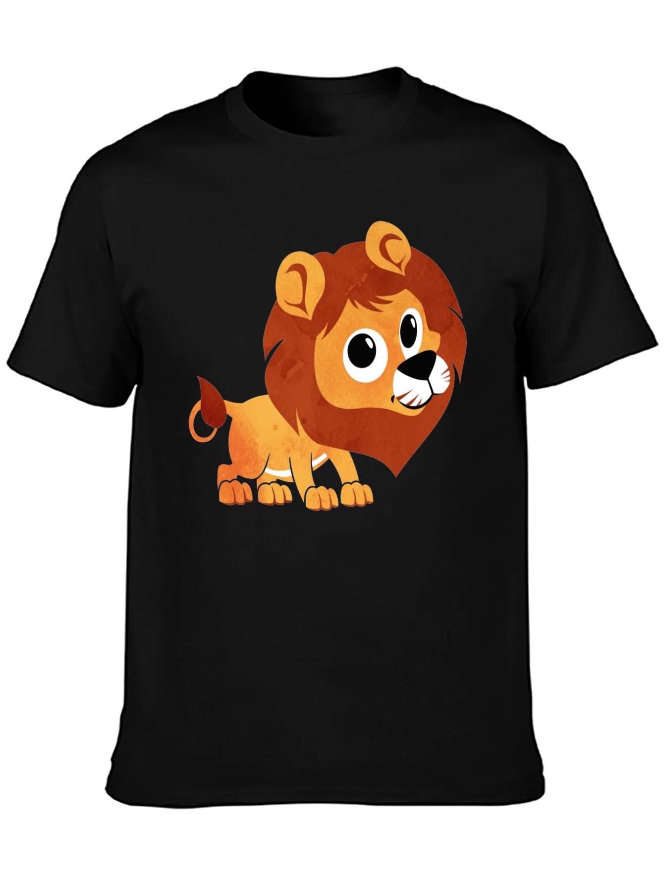 Cute Lion Graphic Black T-Shirt
