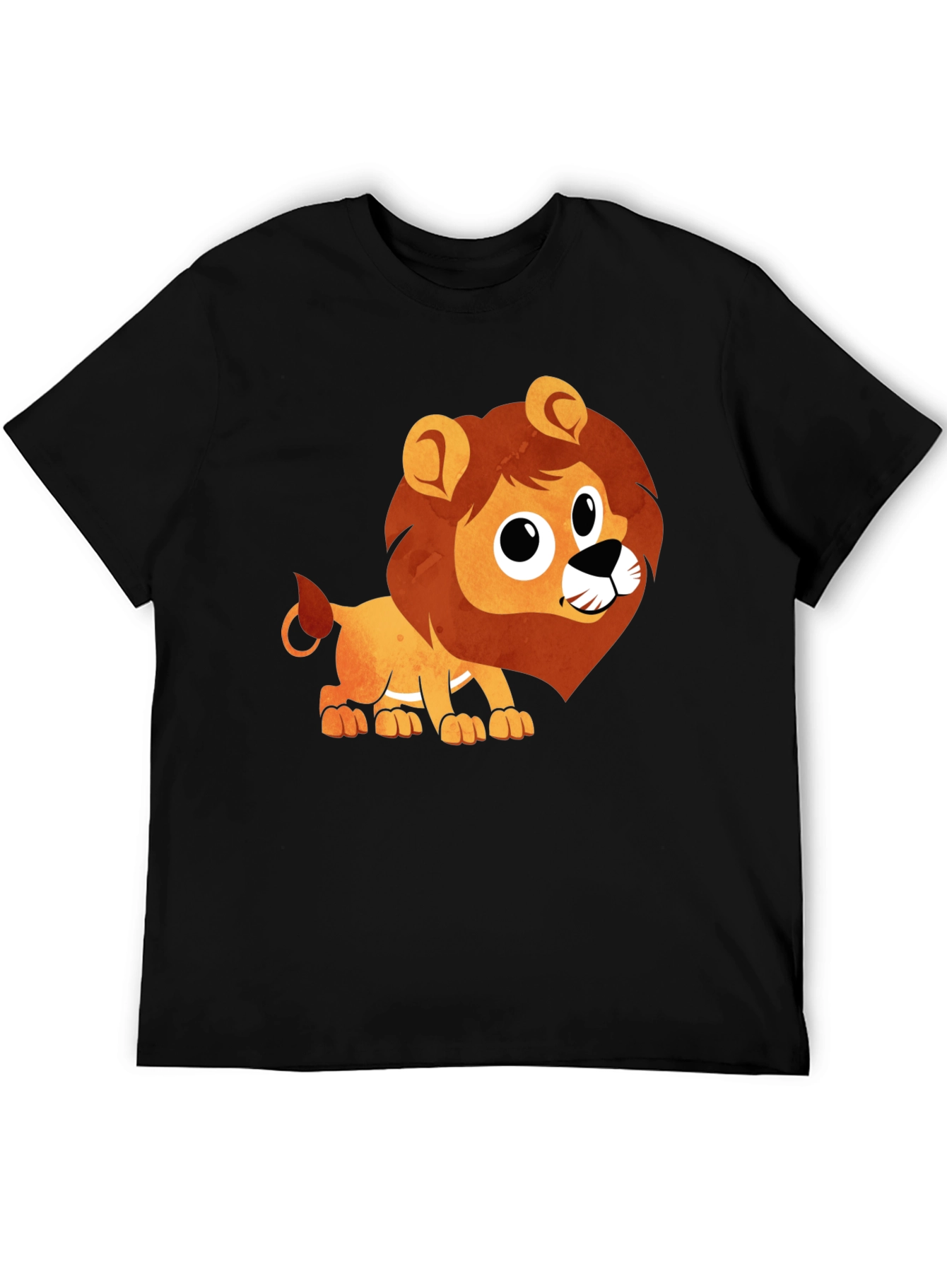 Cute Lion Graphic Black T-Shirt