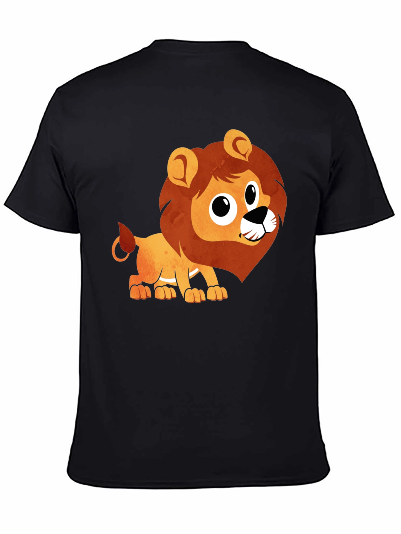 Cute Lion Graphic Black T-Shirt