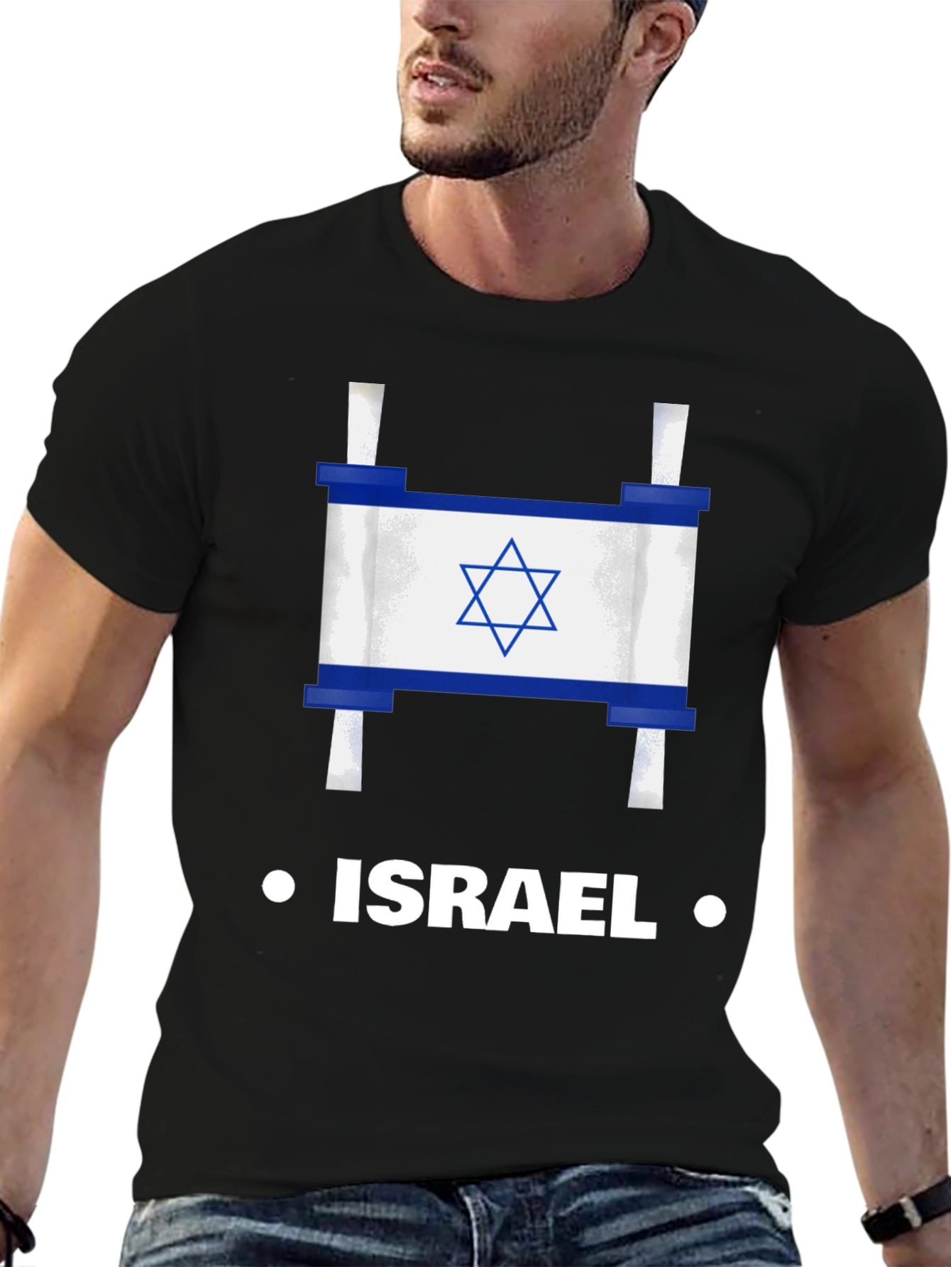 Israel Flag Scroll Graphic T-Shirt