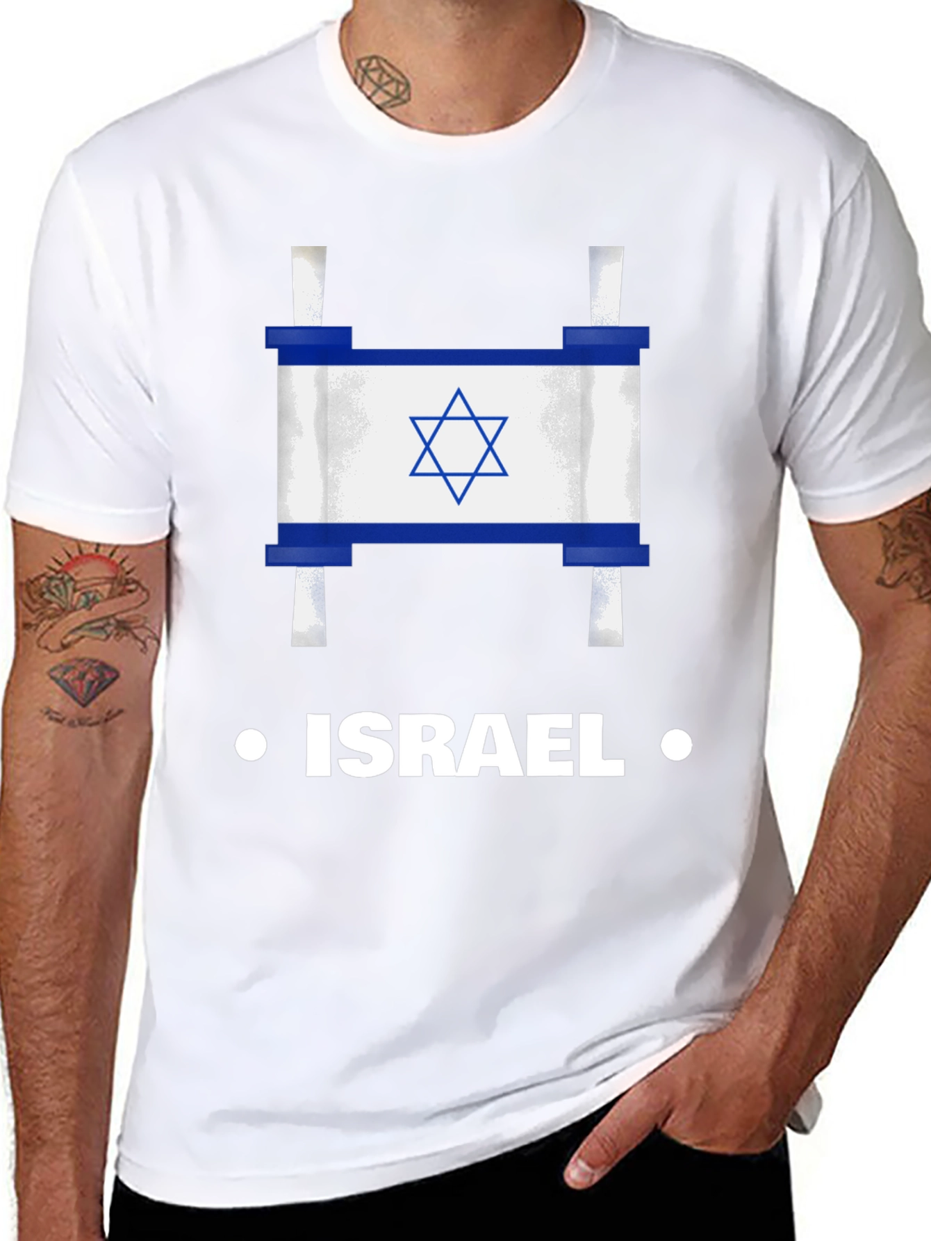 Israel Flag Scroll Graphic T-Shirt