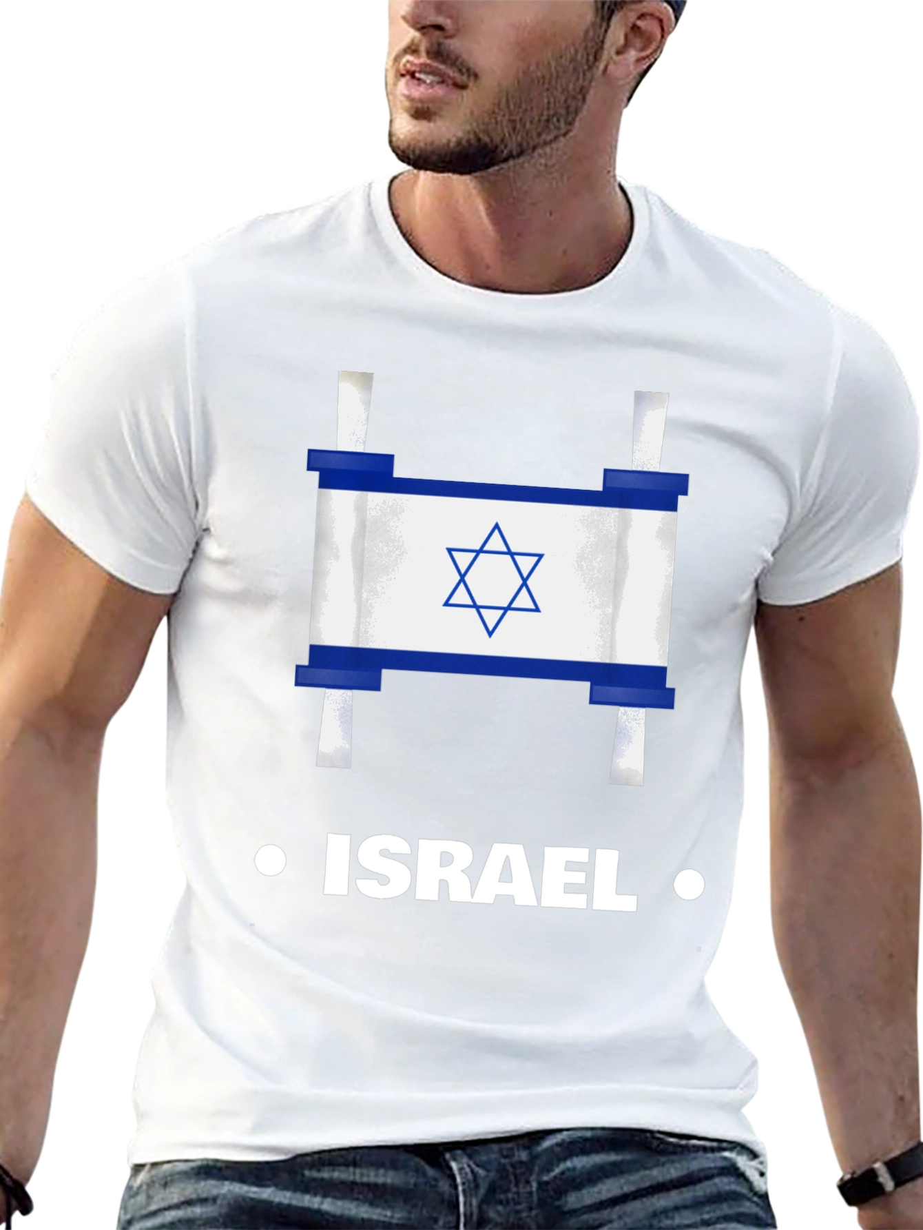Israel Flag Scroll Graphic T-Shirt