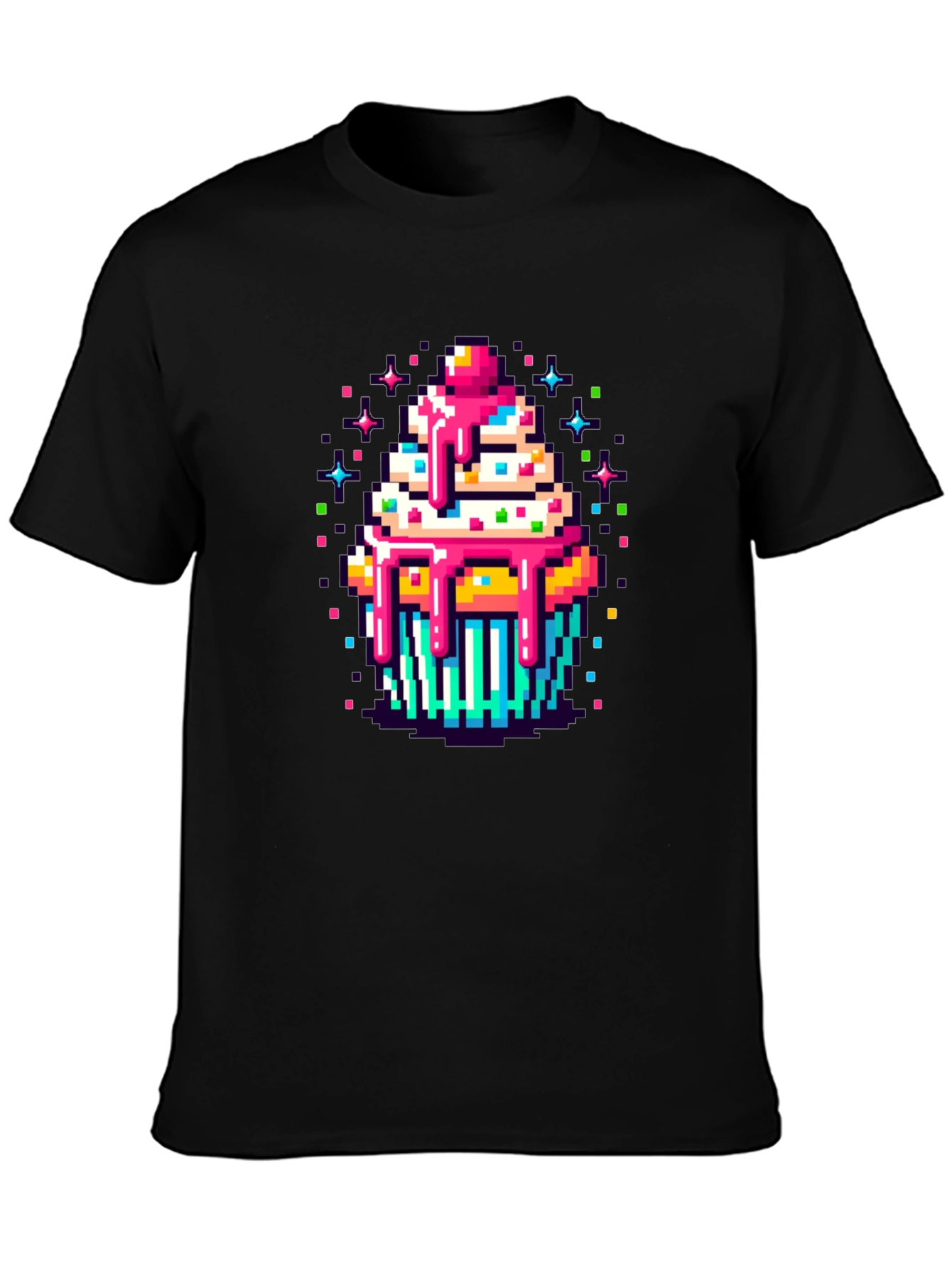 Pixel Art Cupcake Graphic Tee - Sweet Style!