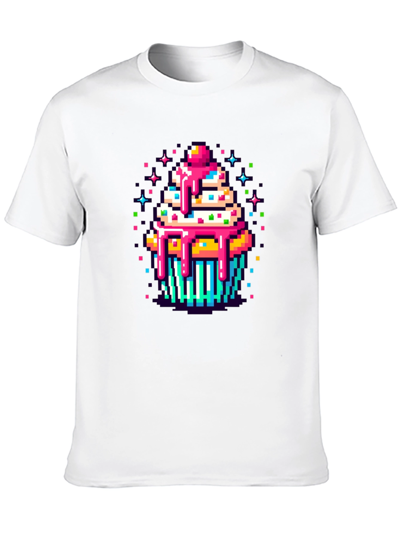 Pixel Art Cupcake Graphic Tee - Sweet Style!