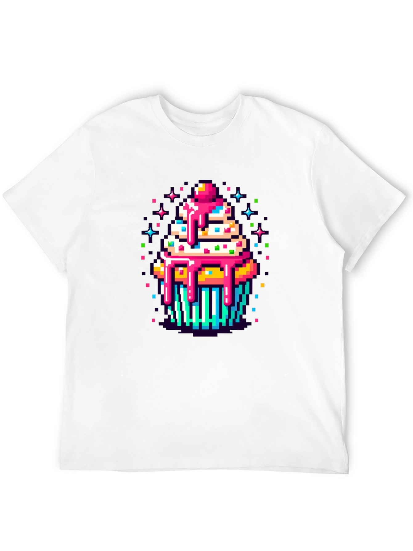 Pixel Art Cupcake Graphic Tee - Sweet Style!
