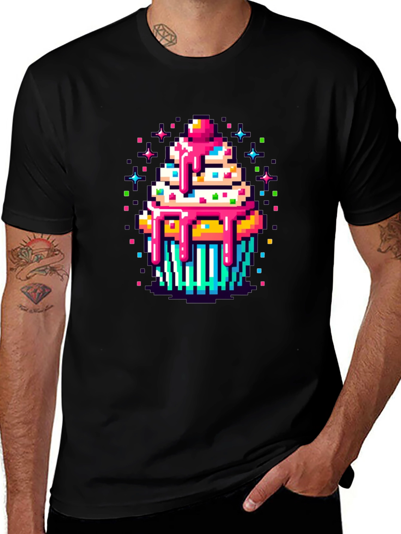 Pixel Art Cupcake Graphic Tee - Sweet Style!