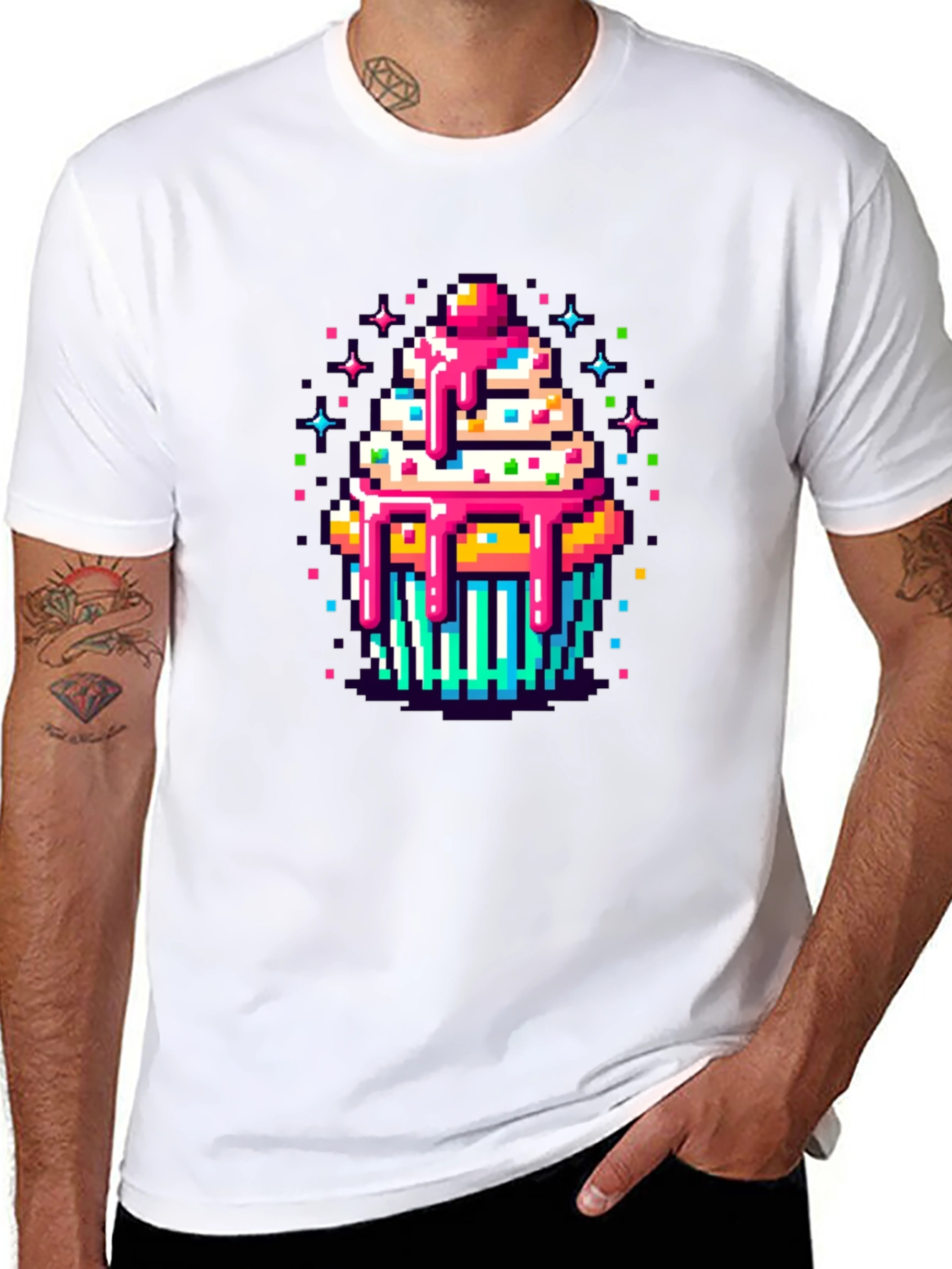 Pixel Art Cupcake Graphic Tee - Sweet Style!