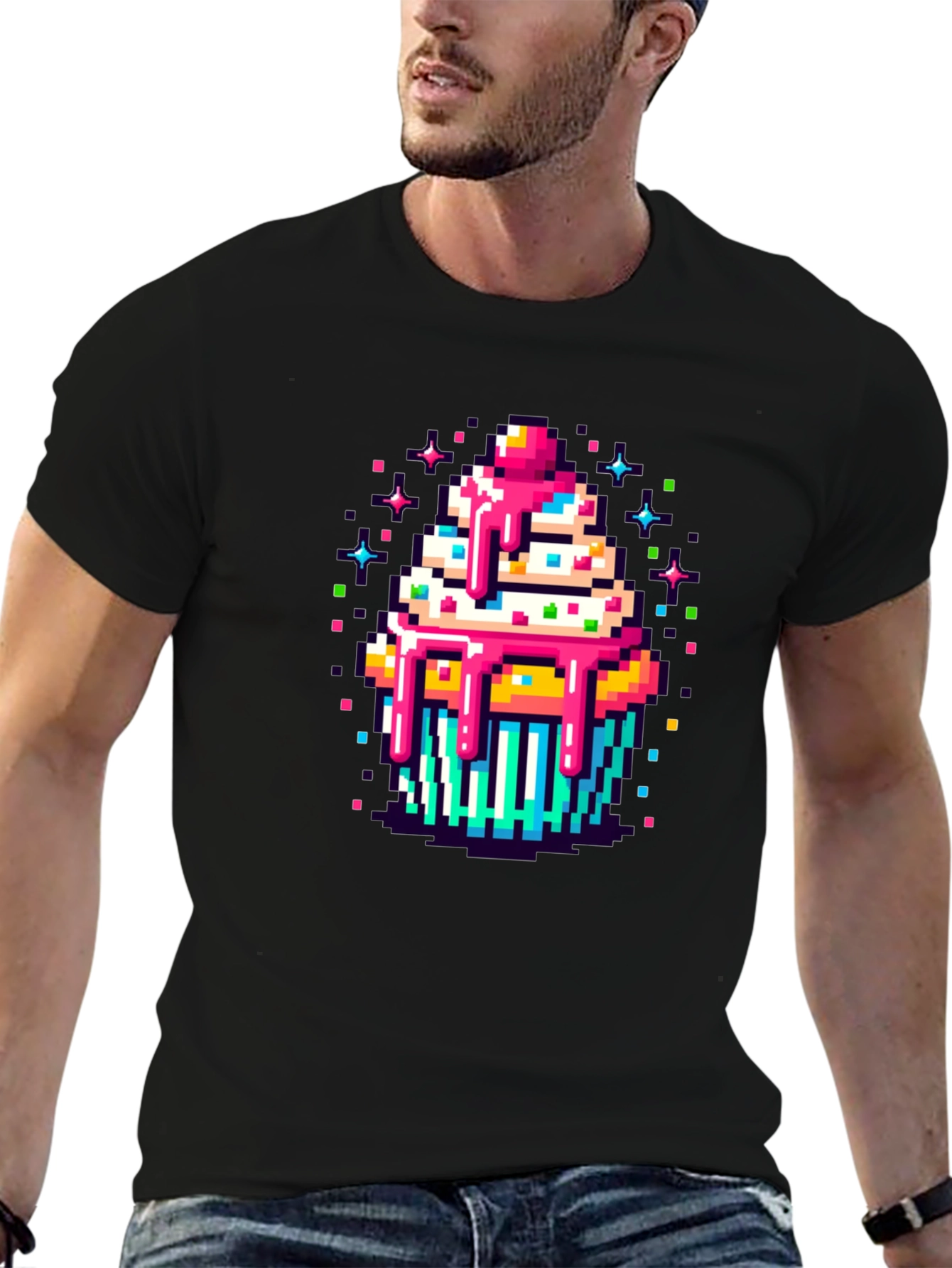 Pixel Art Cupcake Graphic Tee - Sweet Style!