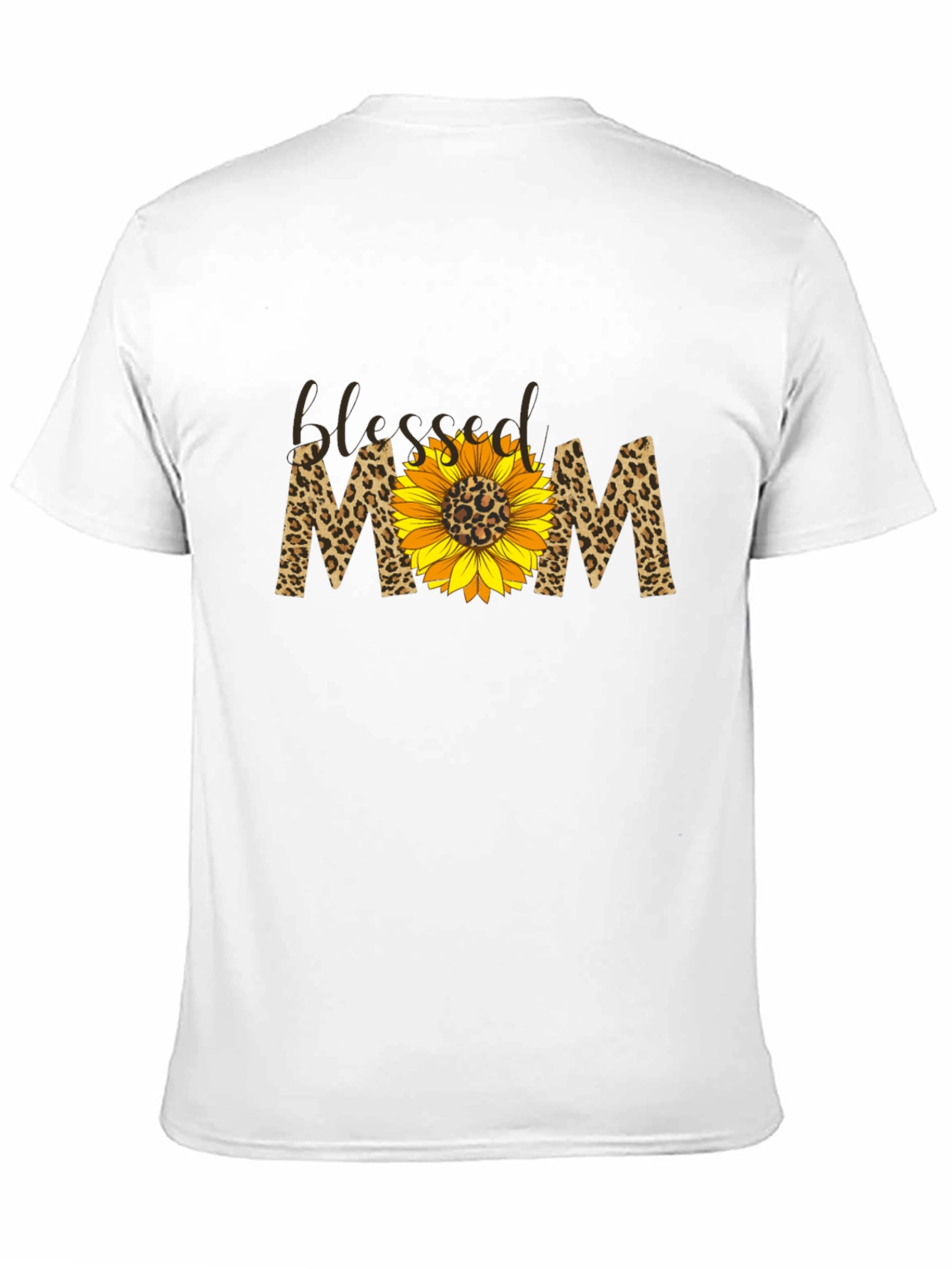 Blessed Mom Sunflower Leopard Print T-Shirt