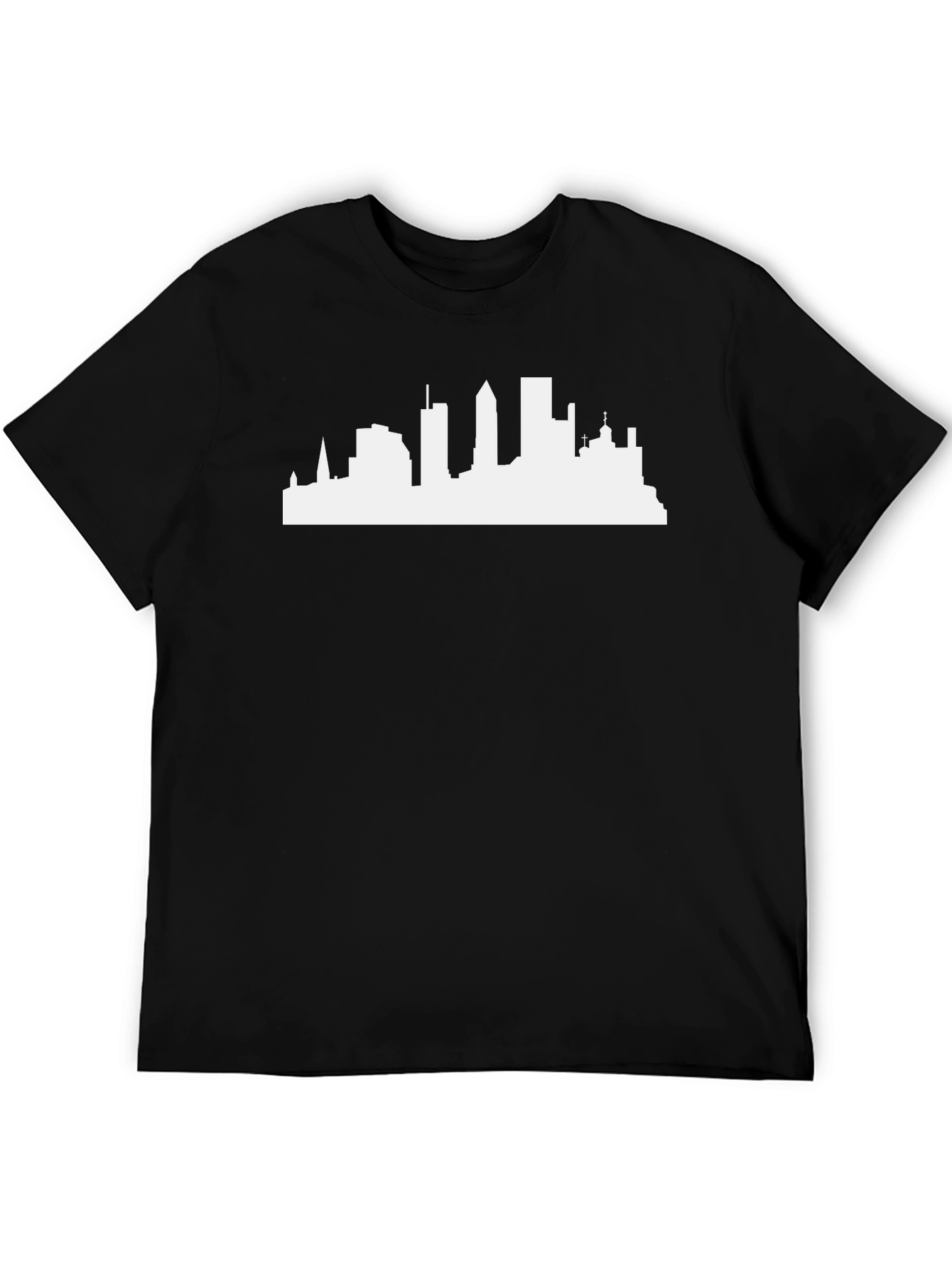Cityscape Silhouette Tee - Classic Black Cotton T-Shirt