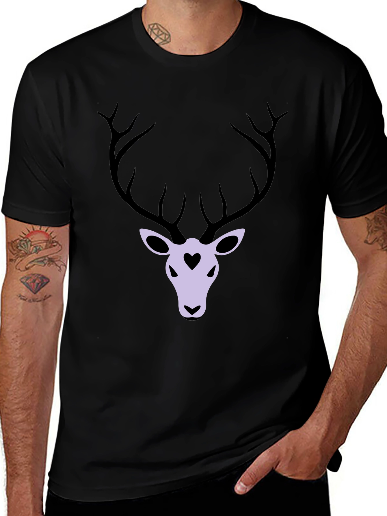 Deer Heart Graphic T-Shirt - Black