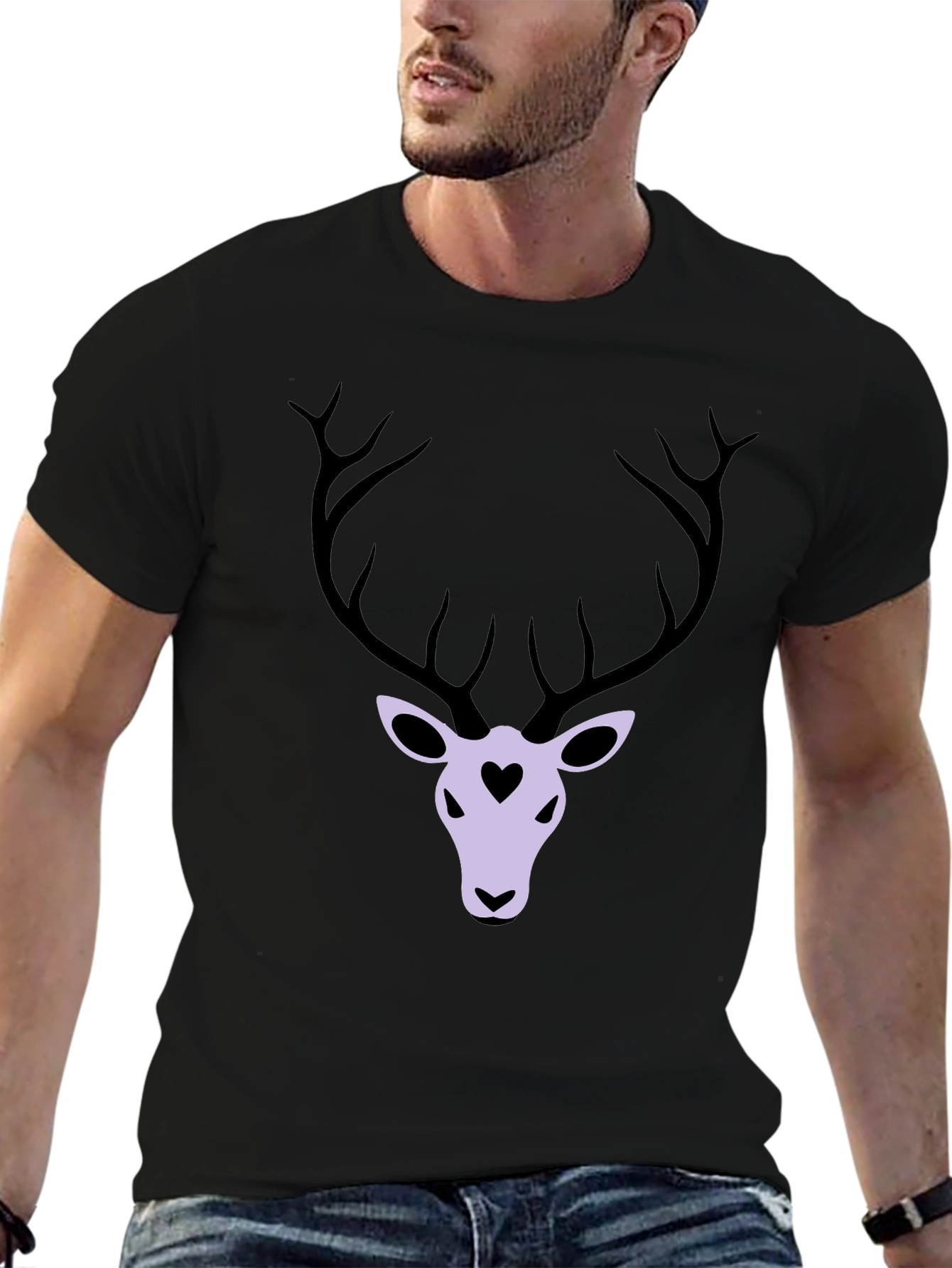 Deer Heart Graphic T-Shirt - Black