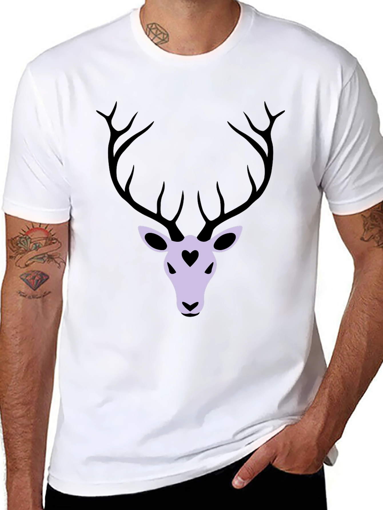 Deer Heart Graphic T-Shirt - Black