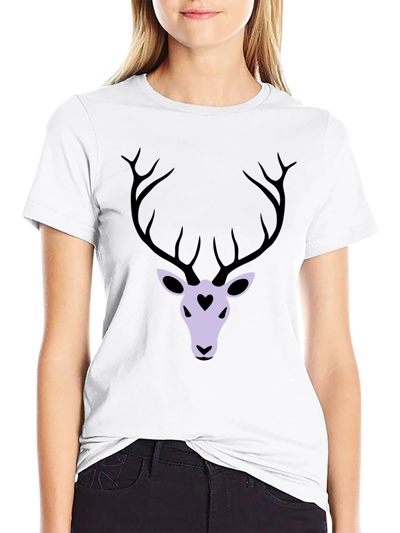 Deer Heart Graphic T-Shirt - Black