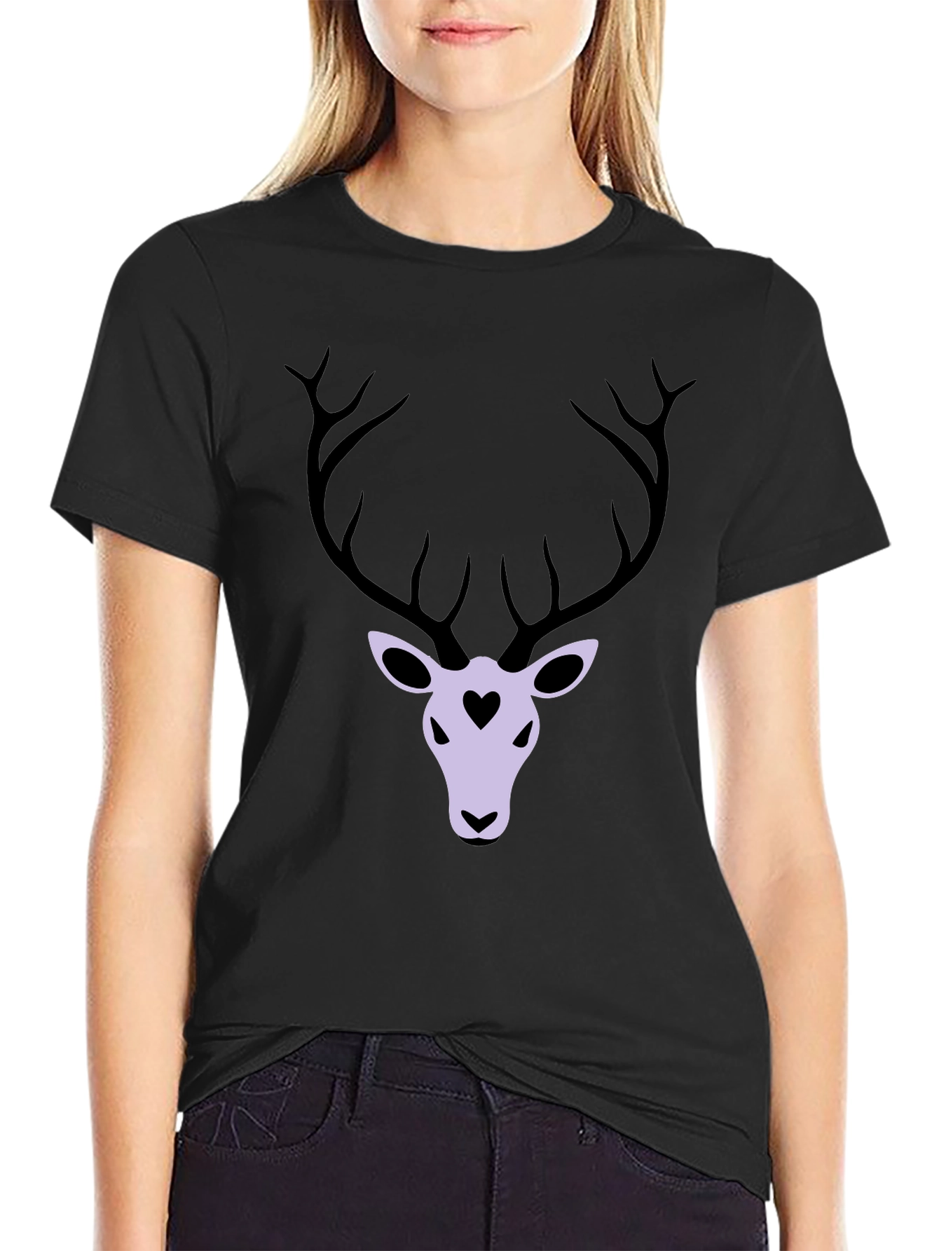 Deer Heart Graphic T-Shirt - Black