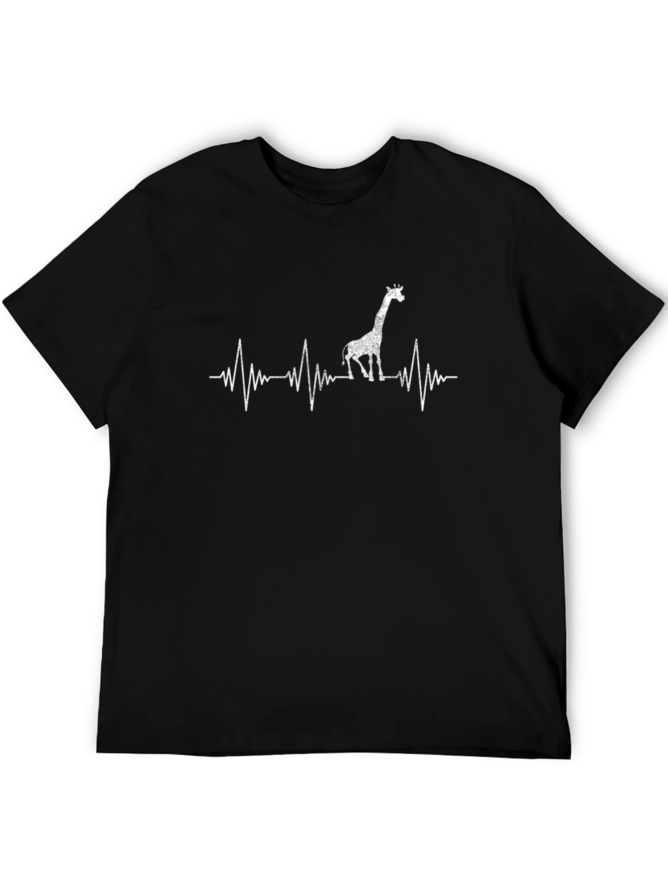 Giraffe Heartbeat Graphic Tee - Novelty Animal Shirt