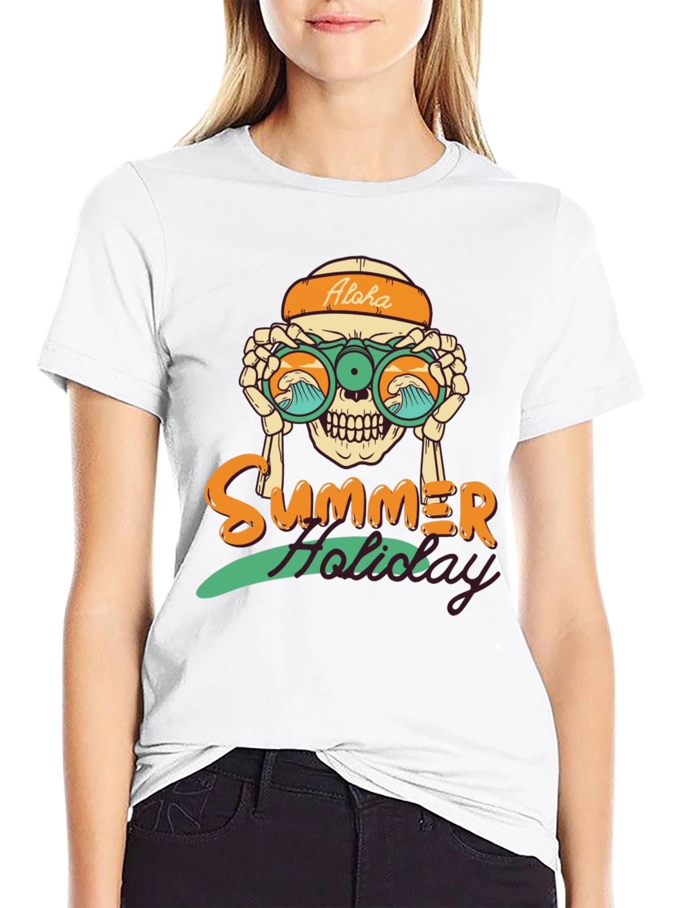 Summer Holiday Skull Graphic T-Shirt