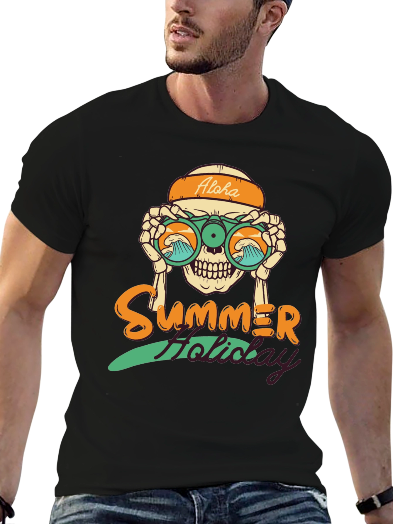 Summer Holiday Skull Graphic T-Shirt