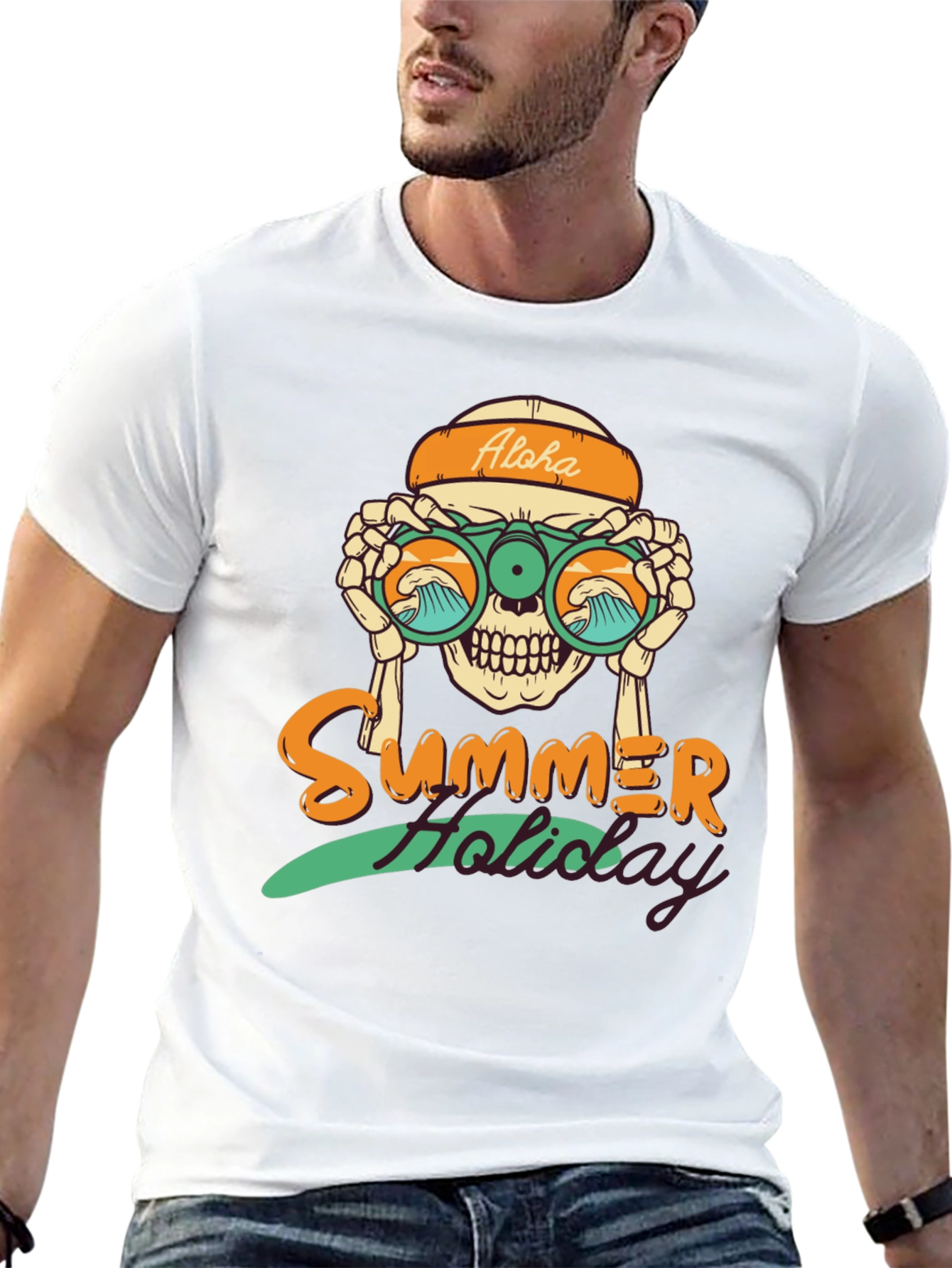 Summer Holiday Skull Graphic T-Shirt