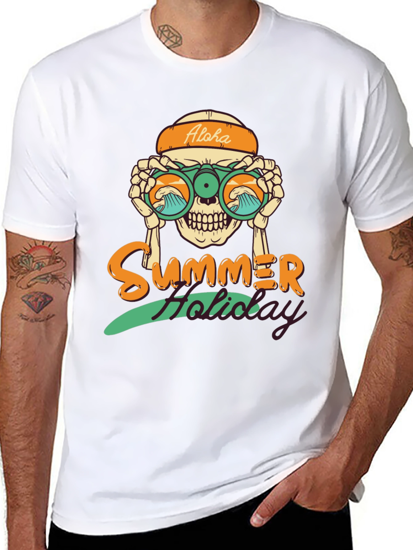 Summer Holiday Skull Graphic T-Shirt