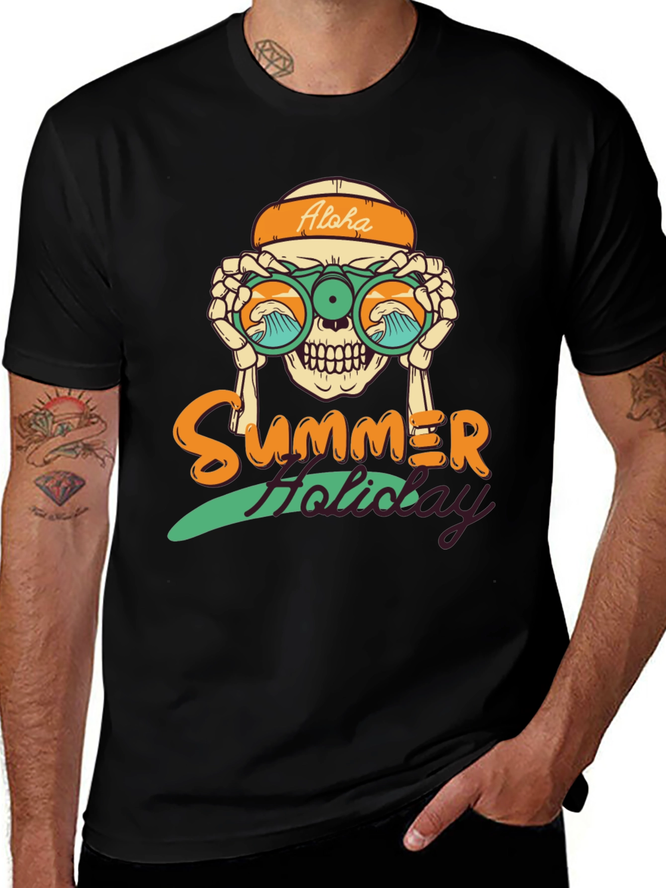 Summer Holiday Skull Graphic T-Shirt