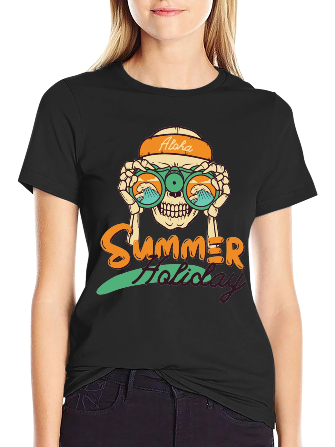 Summer Holiday Skull Graphic T-Shirt