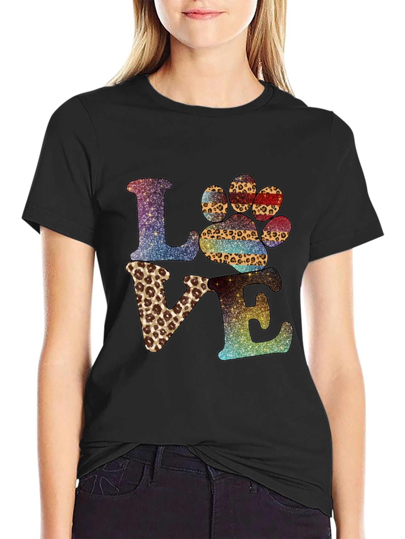 LOVE Paw Print Graphic T-Shirt