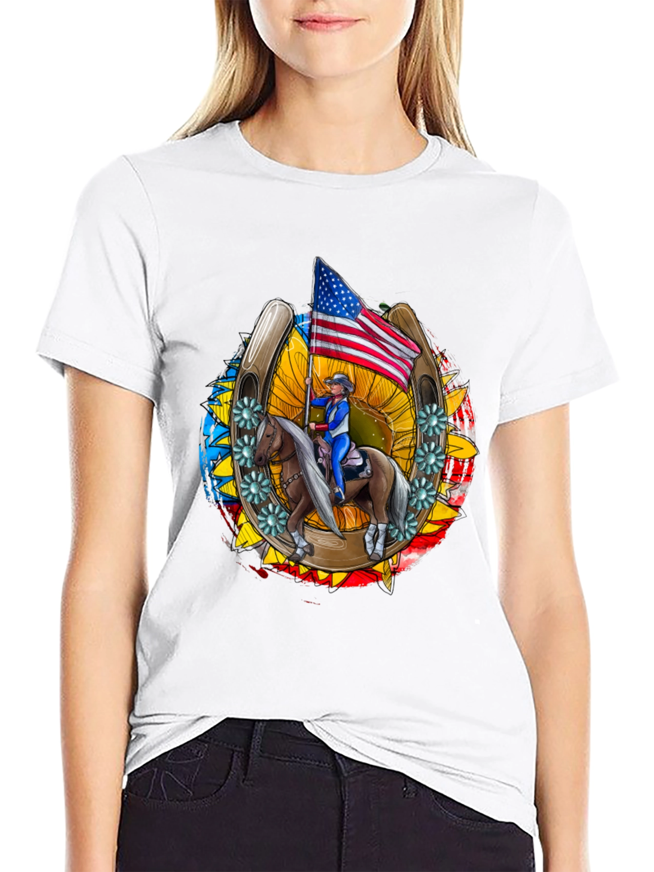 Patriotic Horse Rider Graphic Tee