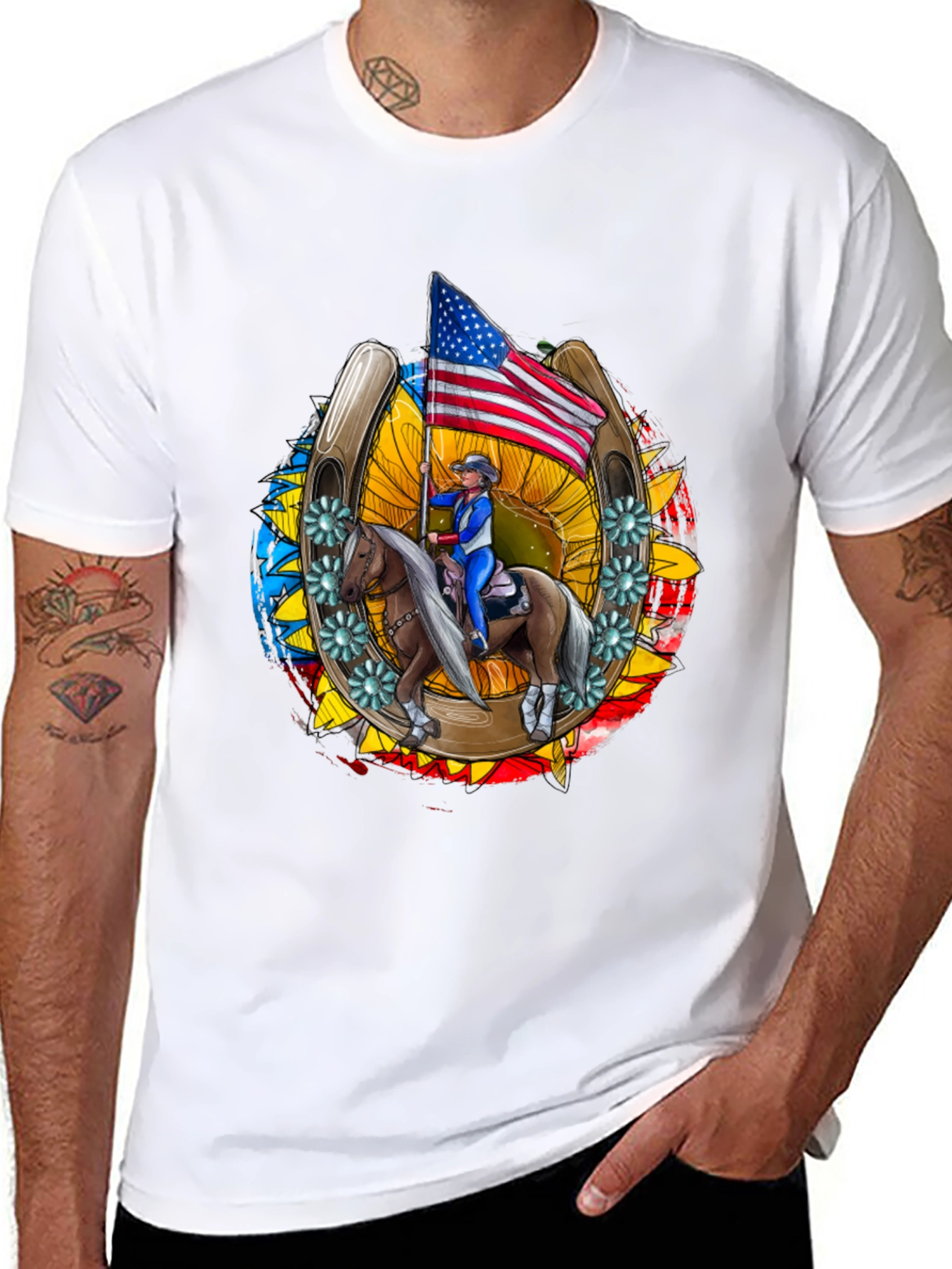 Patriotic Horse Rider Graphic Tee