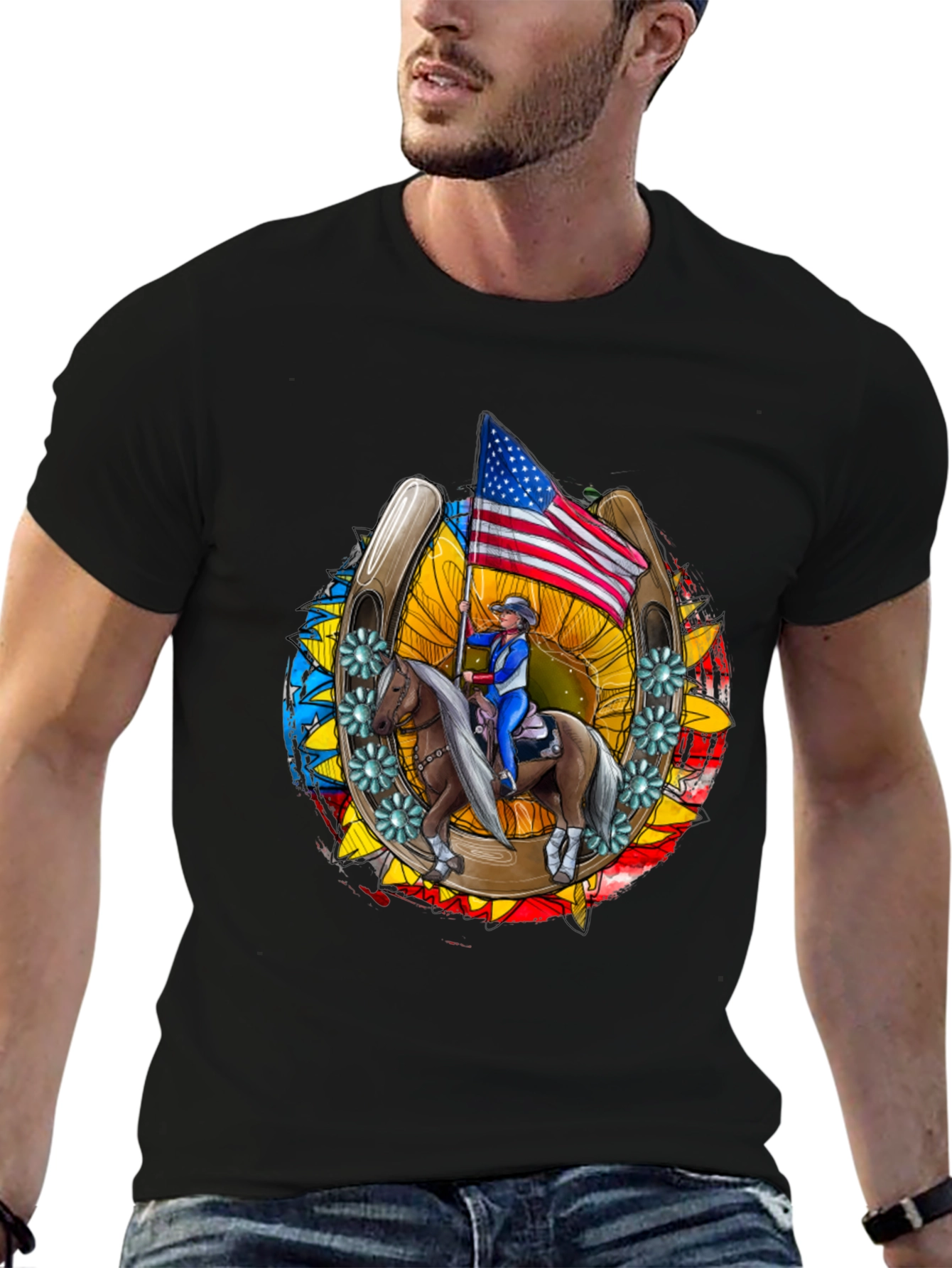 Patriotic Horse Rider Graphic Tee