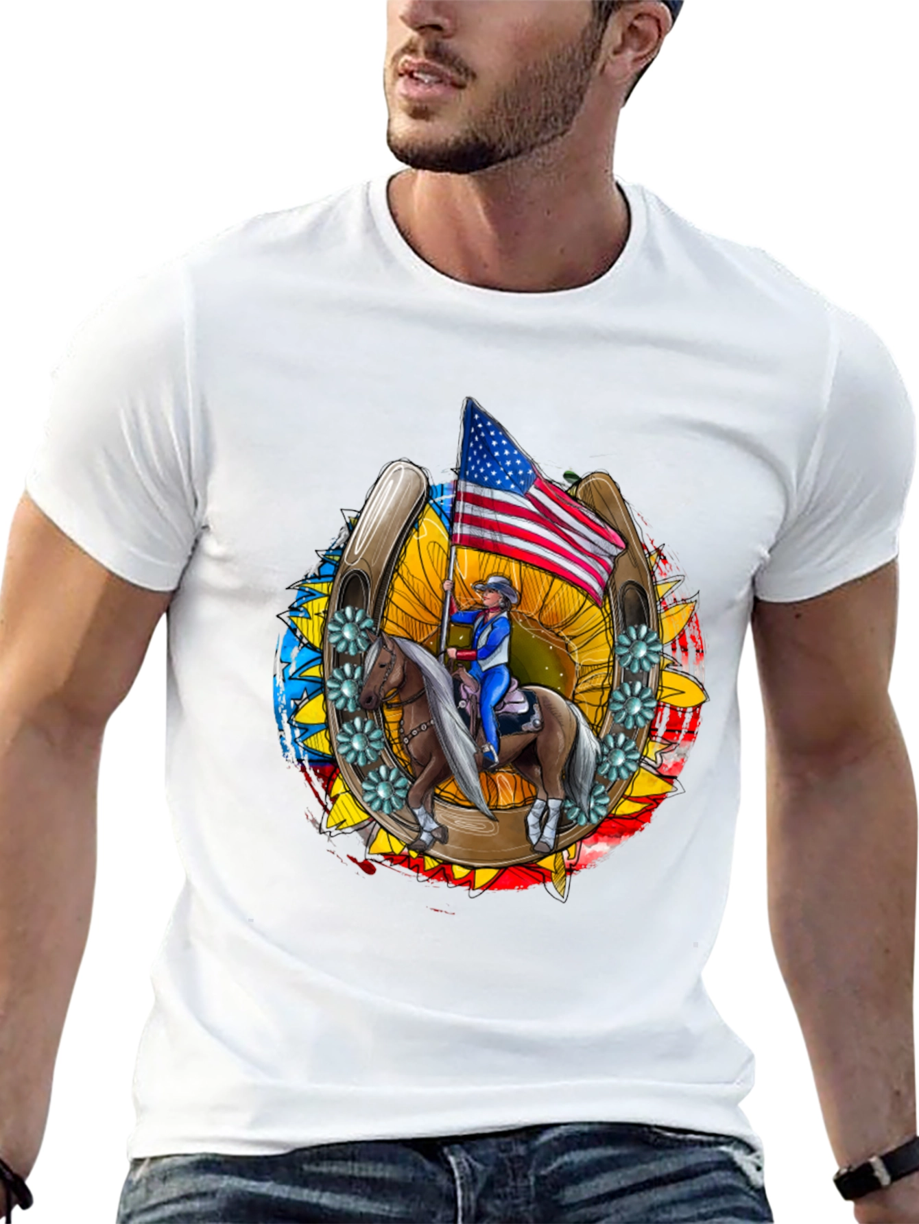 Patriotic Horse Rider Graphic Tee