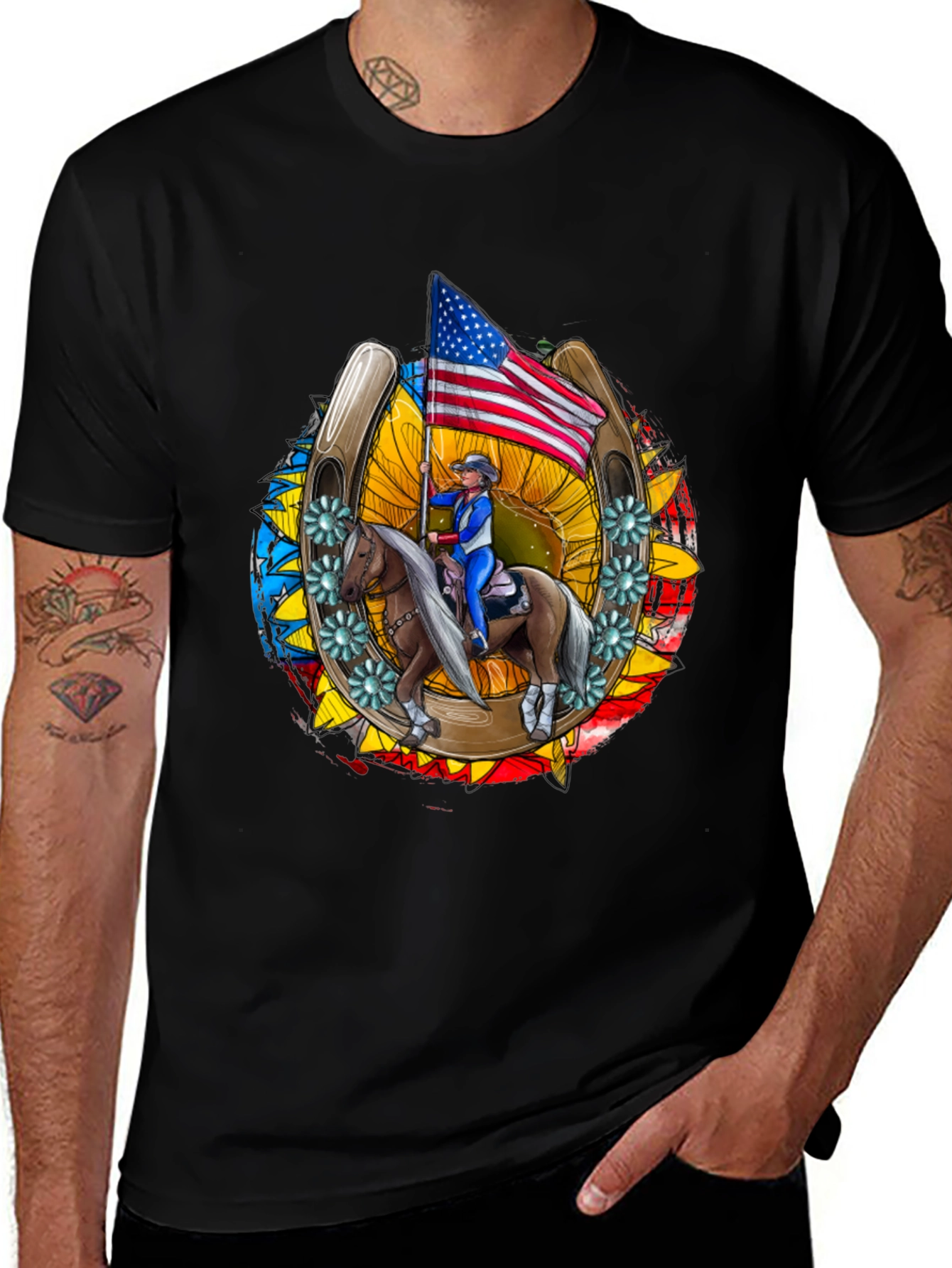 Patriotic Horse Rider Graphic Tee