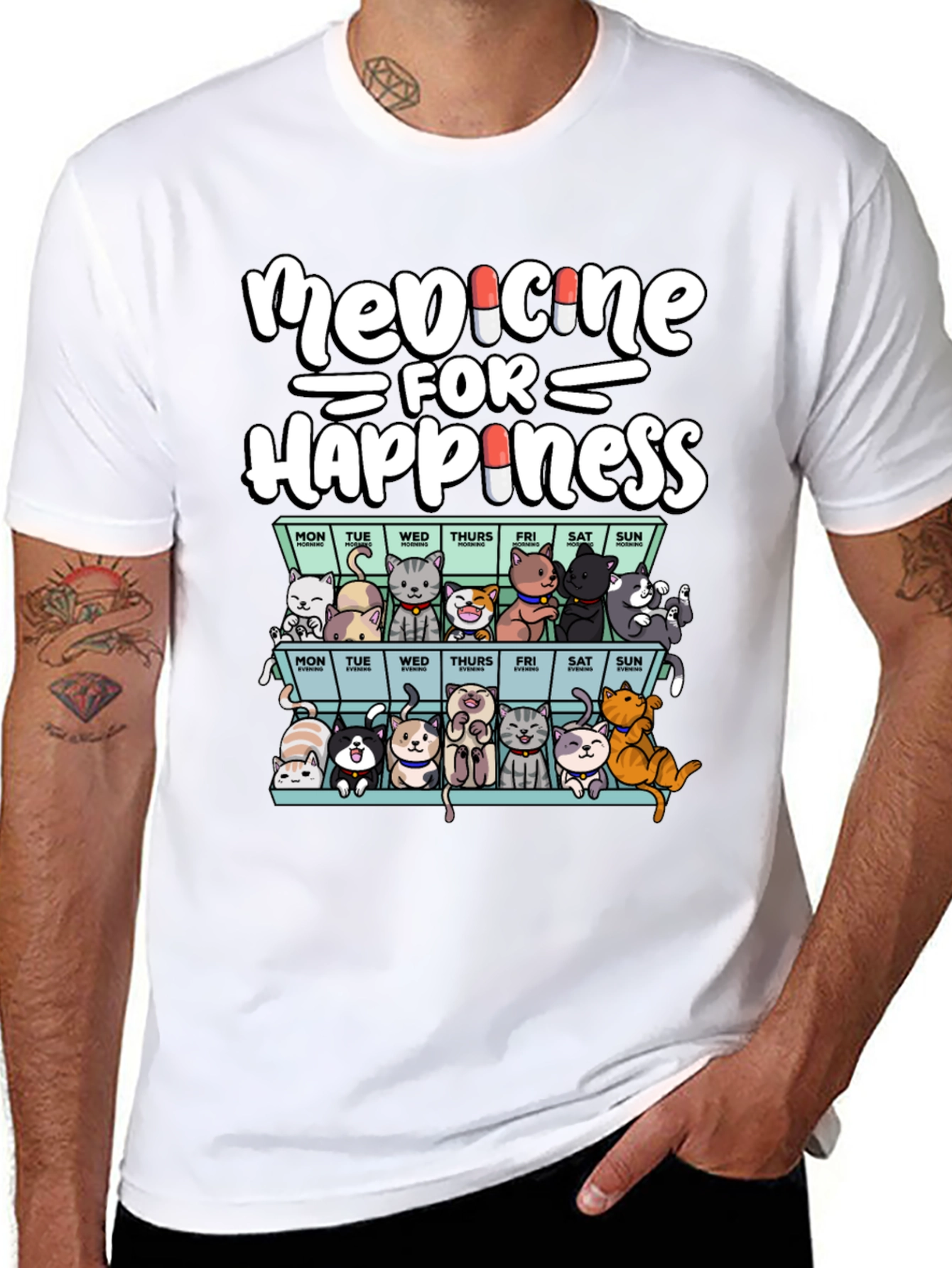 Medicine for Happiness Cat T-Shirt