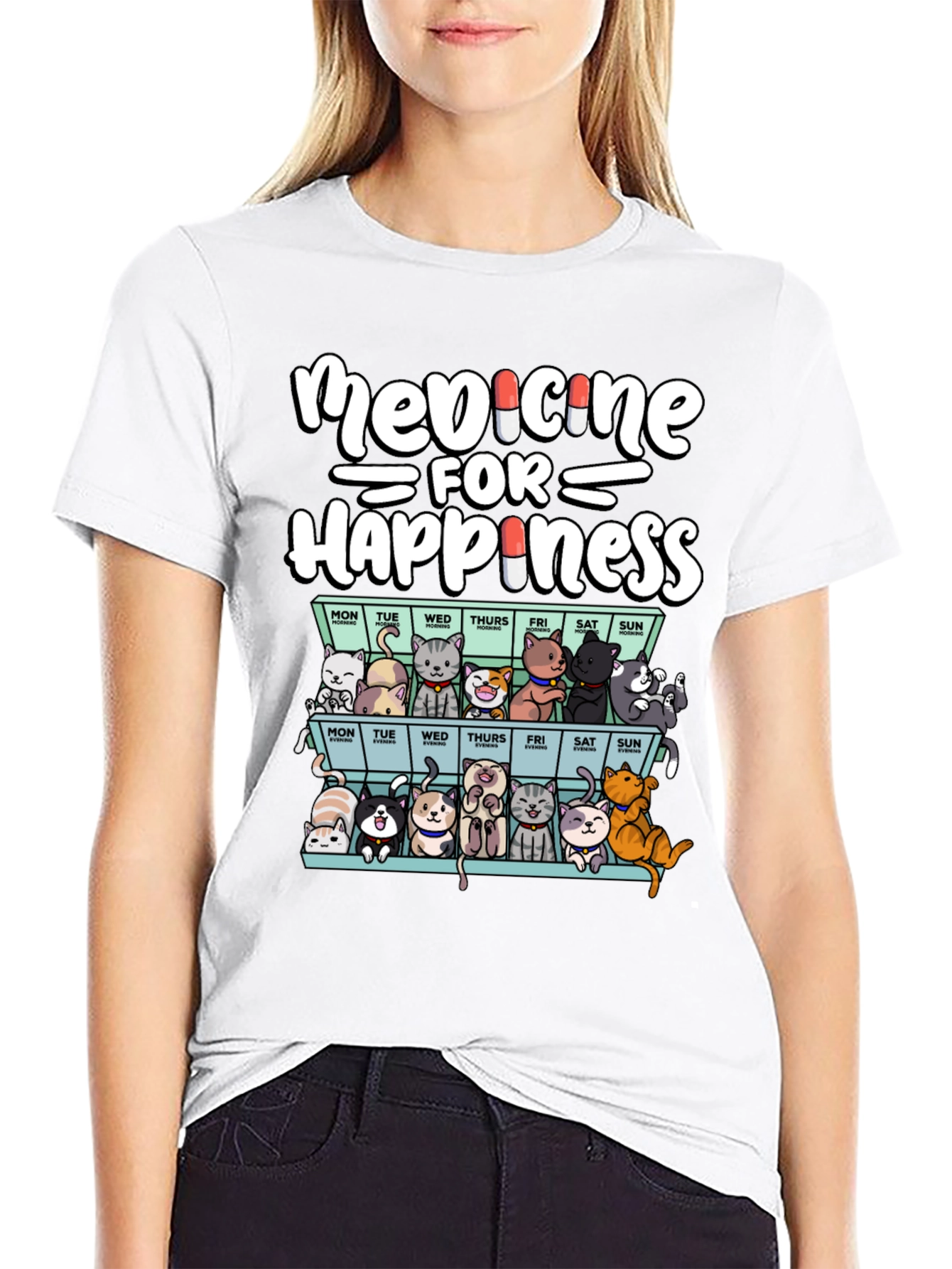Medicine for Happiness Cat T-Shirt