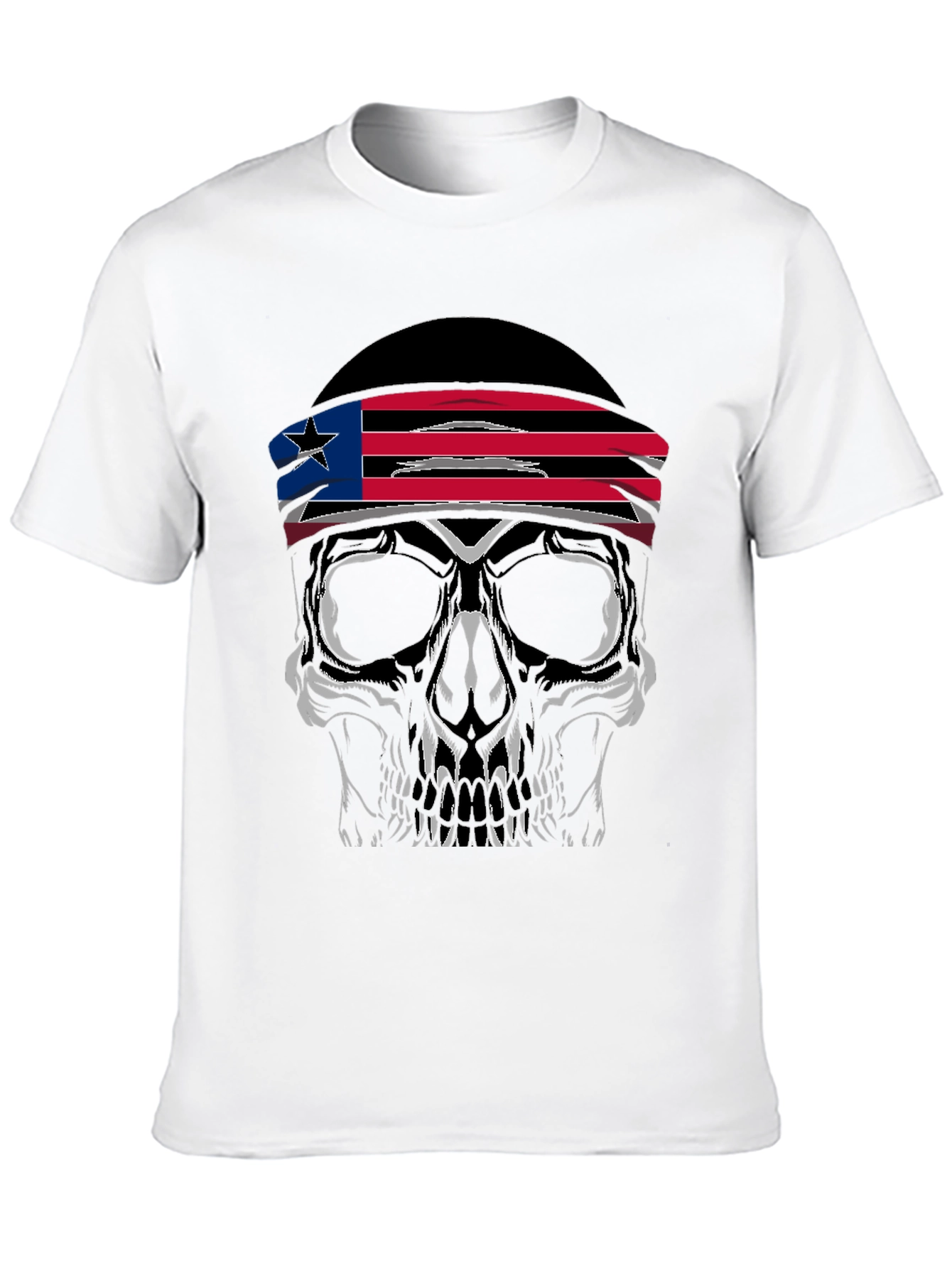 Skull Headband Graphic Tee - Mens Black T-Shirt