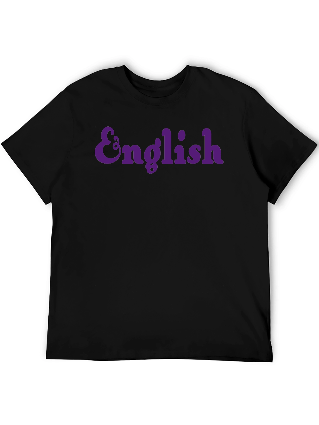 English Purple Text Graphic T-Shirt