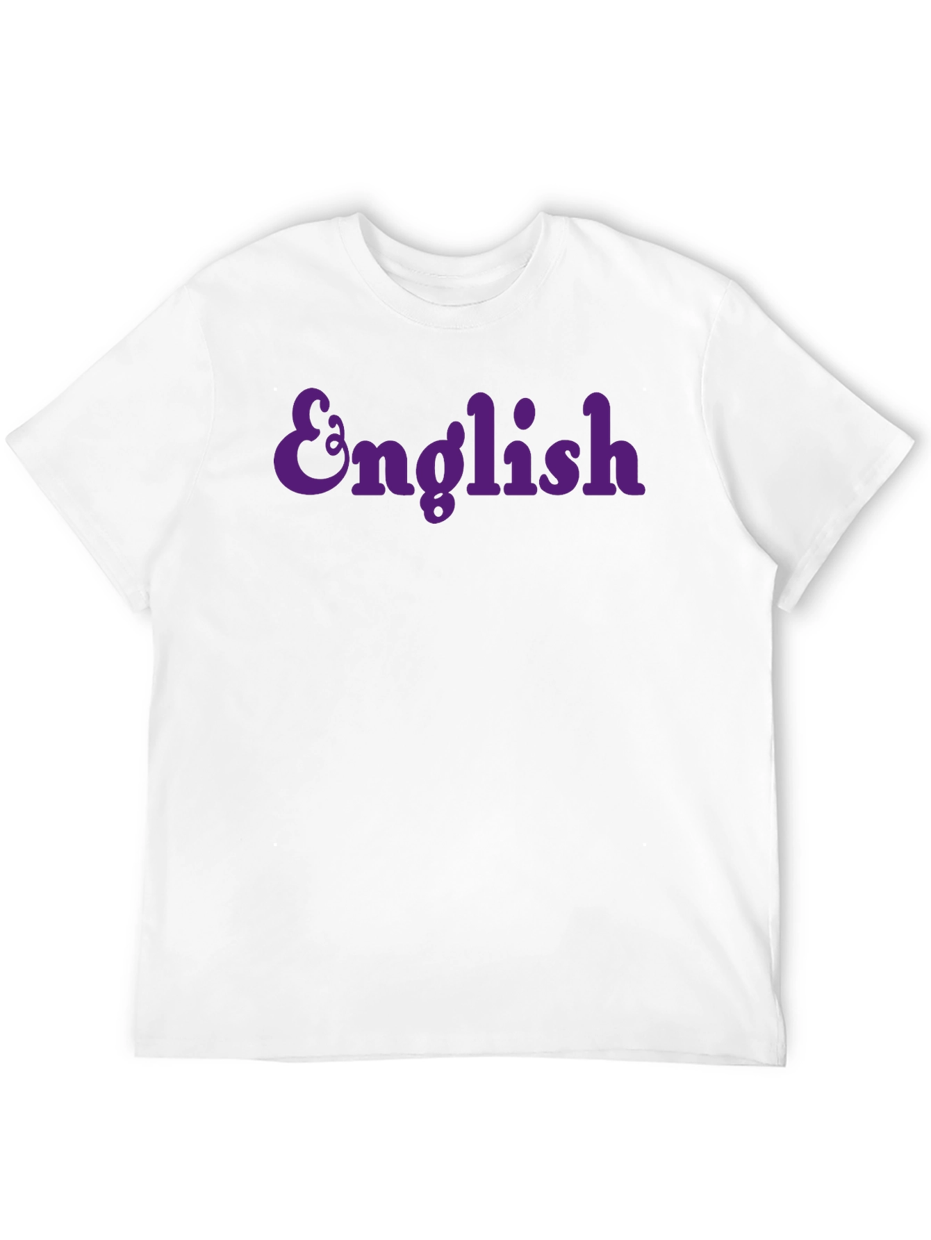 English Purple Text Graphic T-Shirt