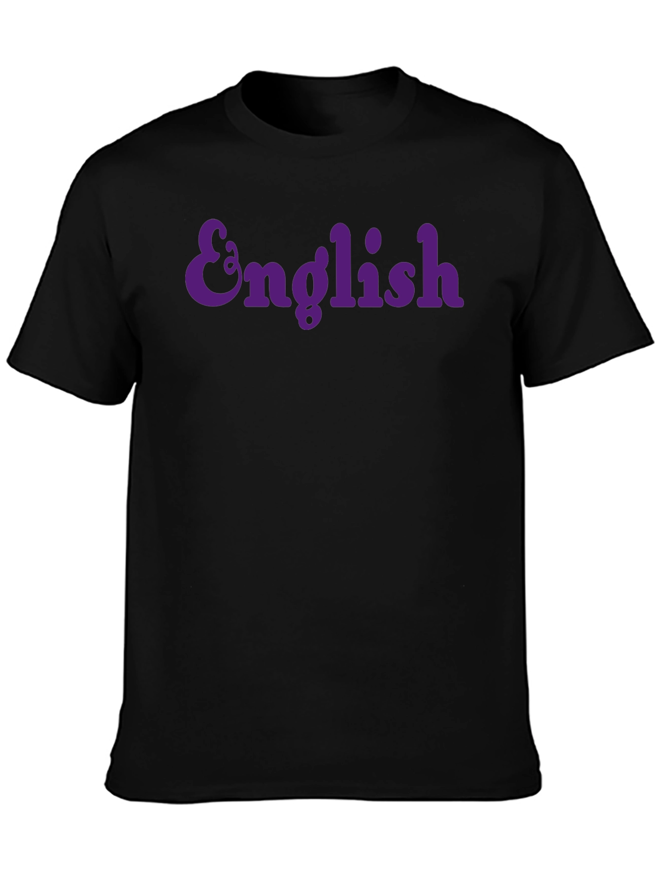 English Purple Text Graphic T-Shirt