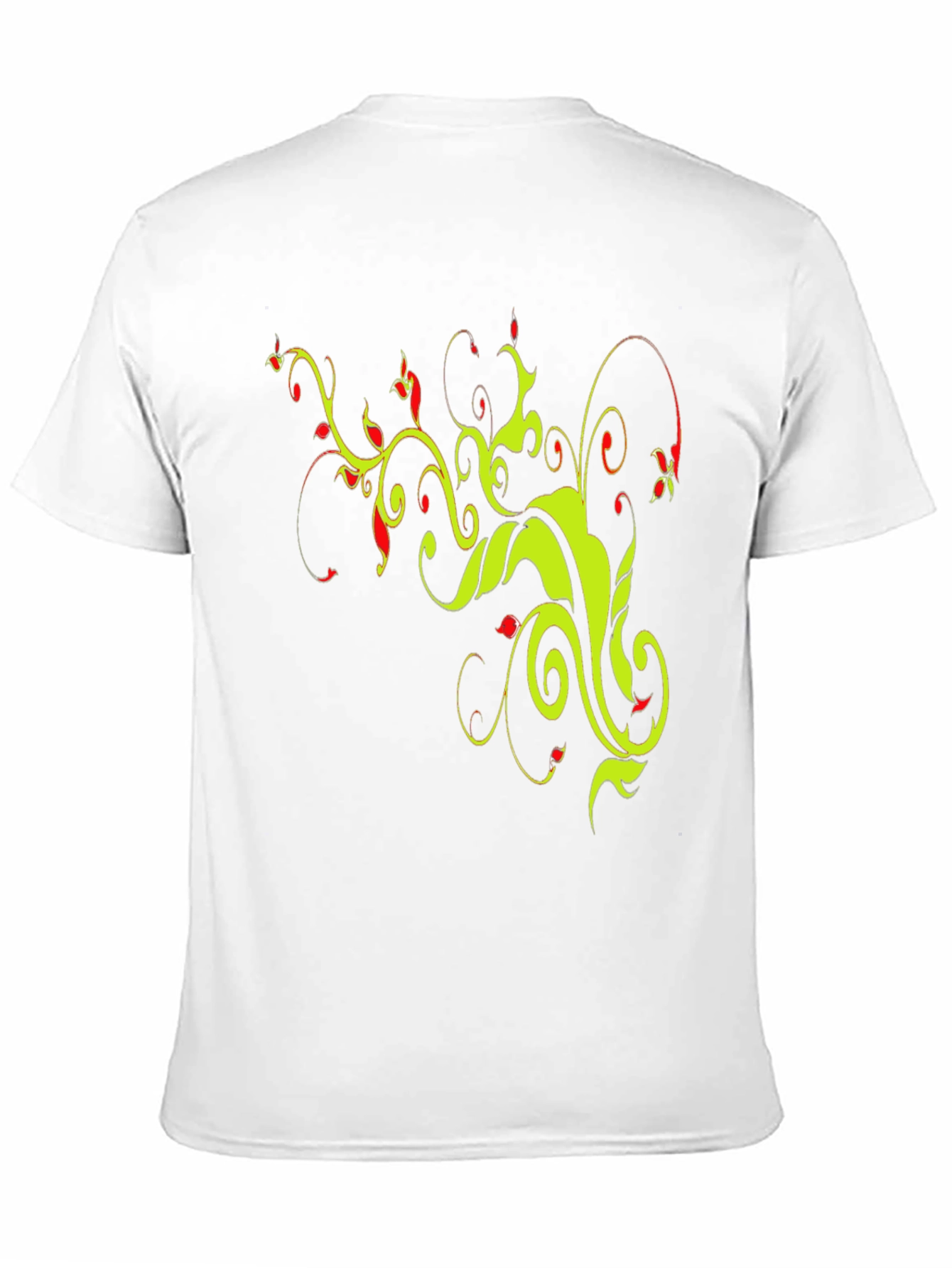 Stylish Black T-Shirt with Floral Vine Design