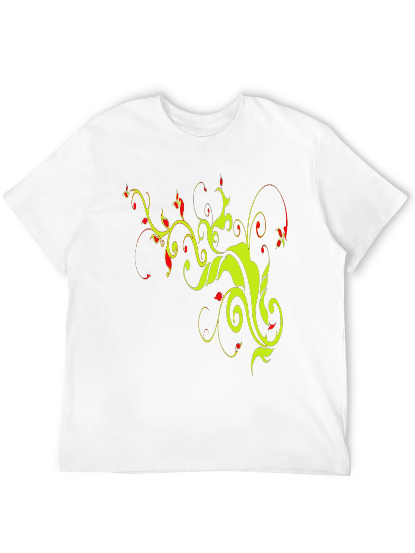 Stylish Black T-Shirt with Floral Vine Design
