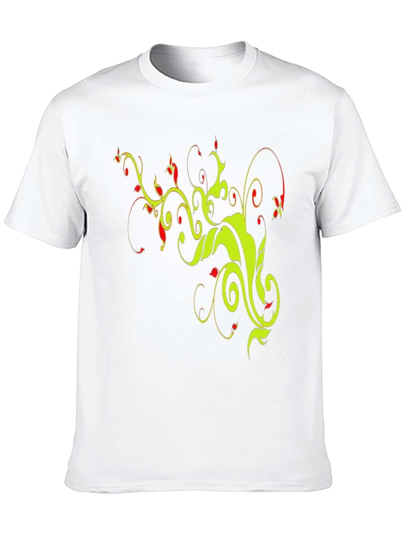 Stylish Black T-Shirt with Floral Vine Design
