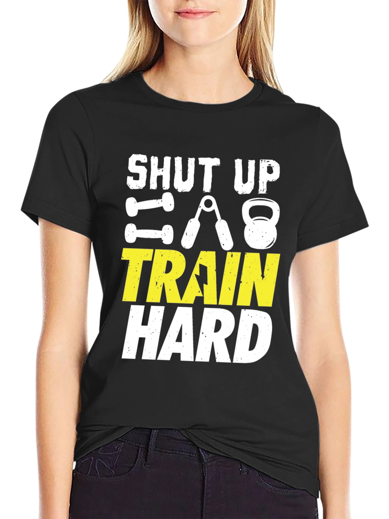 Shut Up Train Hard Black Graphic Tee