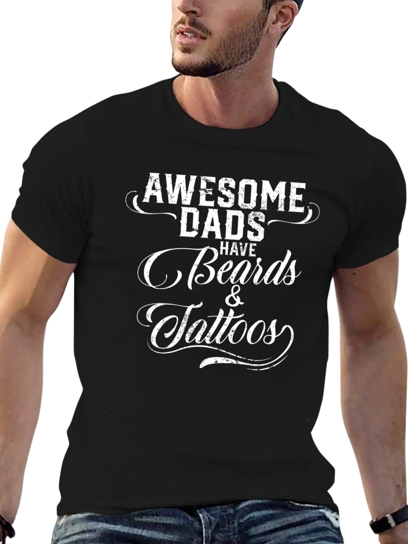 Awesome Dads Beards & Tattoos Graphic T-Shirt