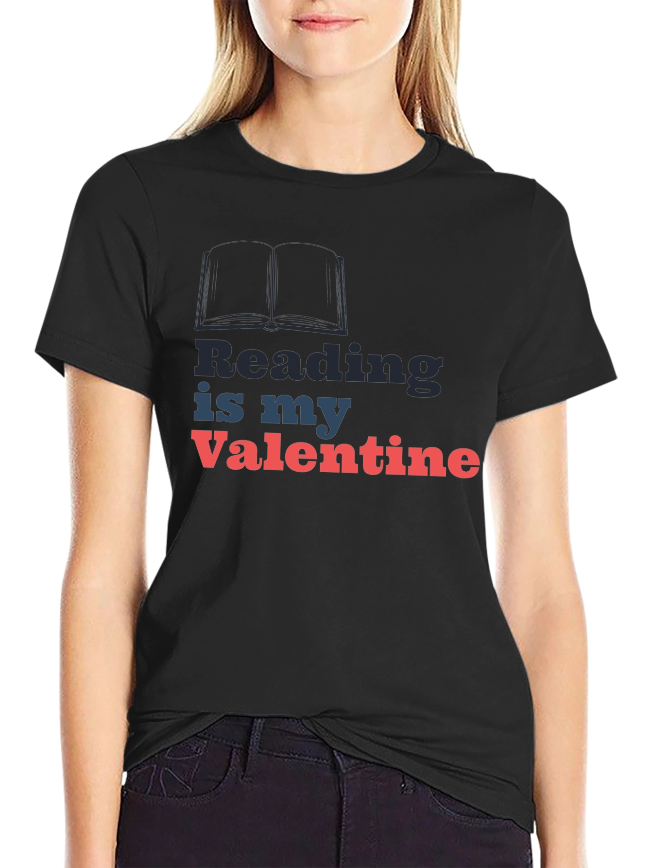 Reading Is My Valentine Black T-Shirt