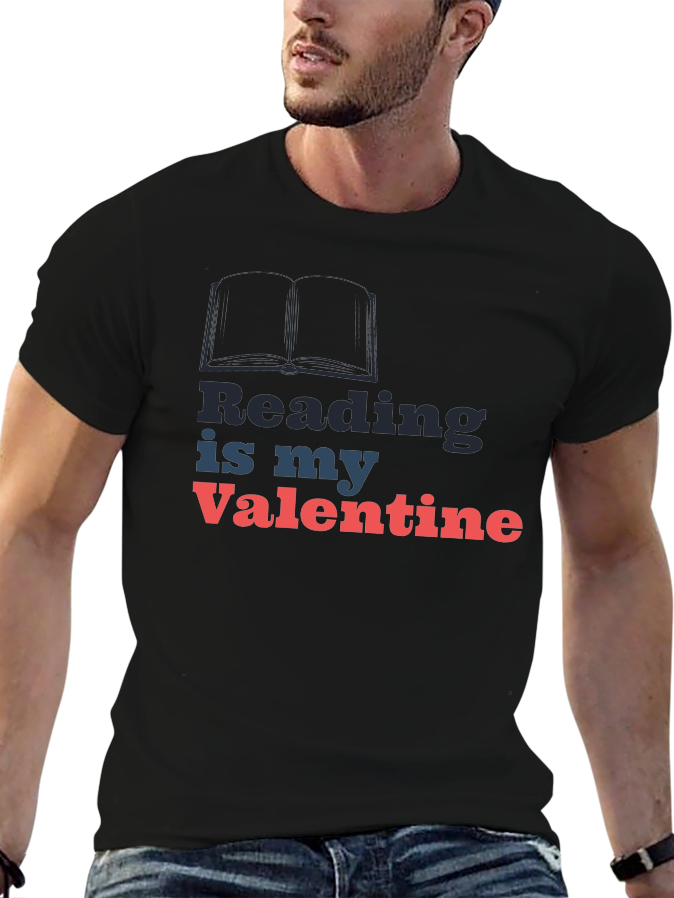 Reading Is My Valentine Black T-Shirt