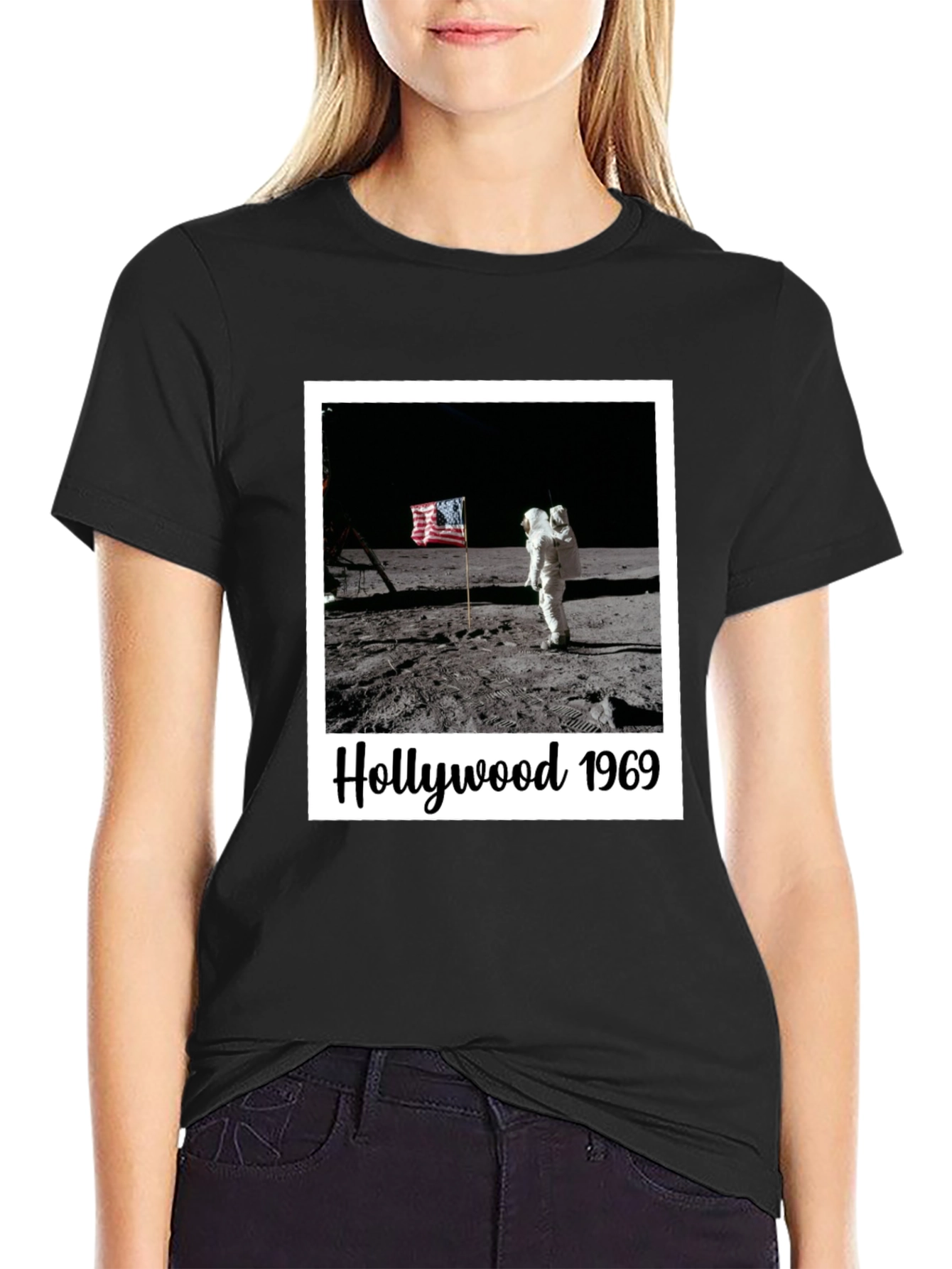 Hollywood 1969 Moon Landing Black T-Shirt